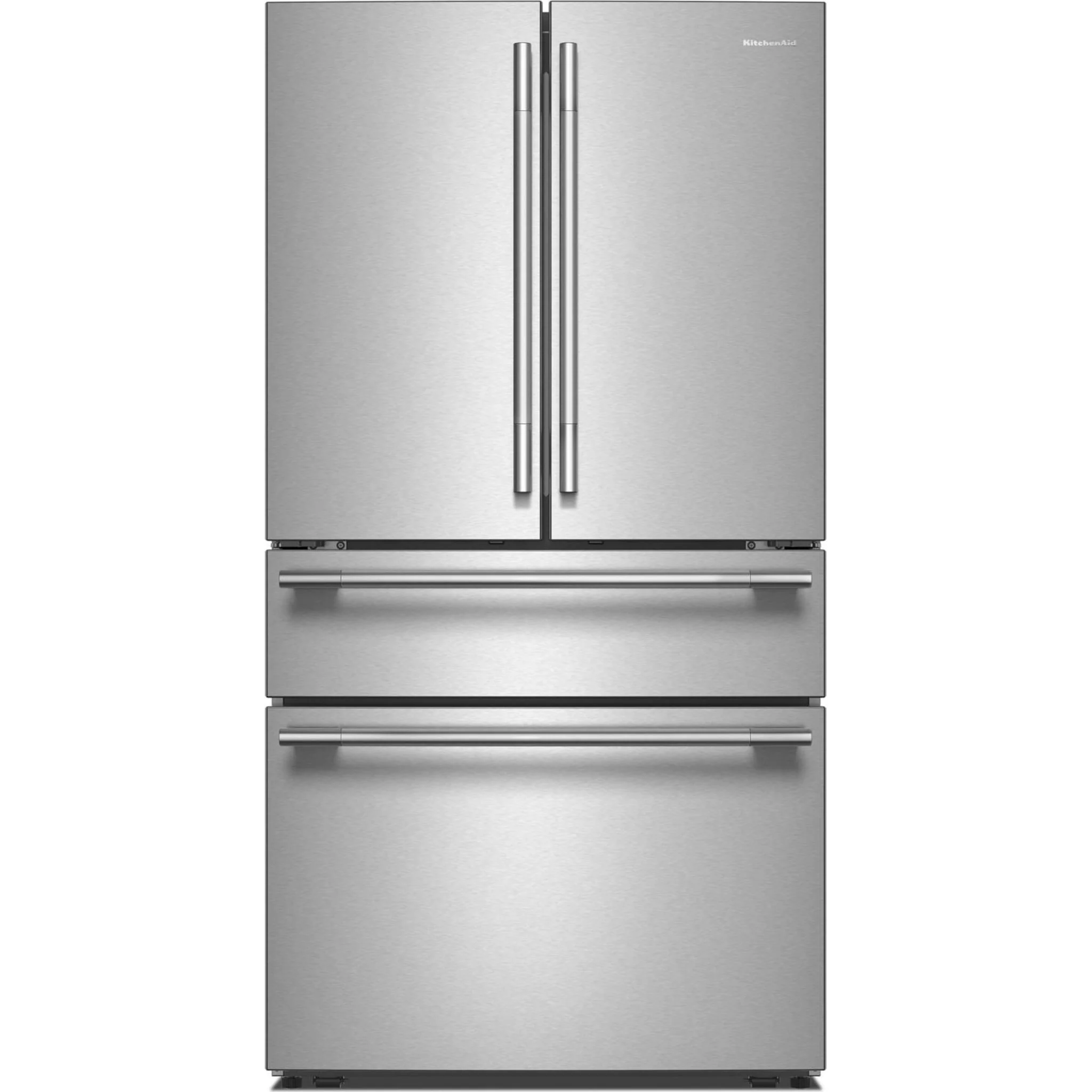 KitchenAid 30 cu. ft. French Door Refrigerator with Interior Water and Ice and FreshChillFull-Width Refrigerated Drawer - PrintShield Stainless (KRMF336SPS)