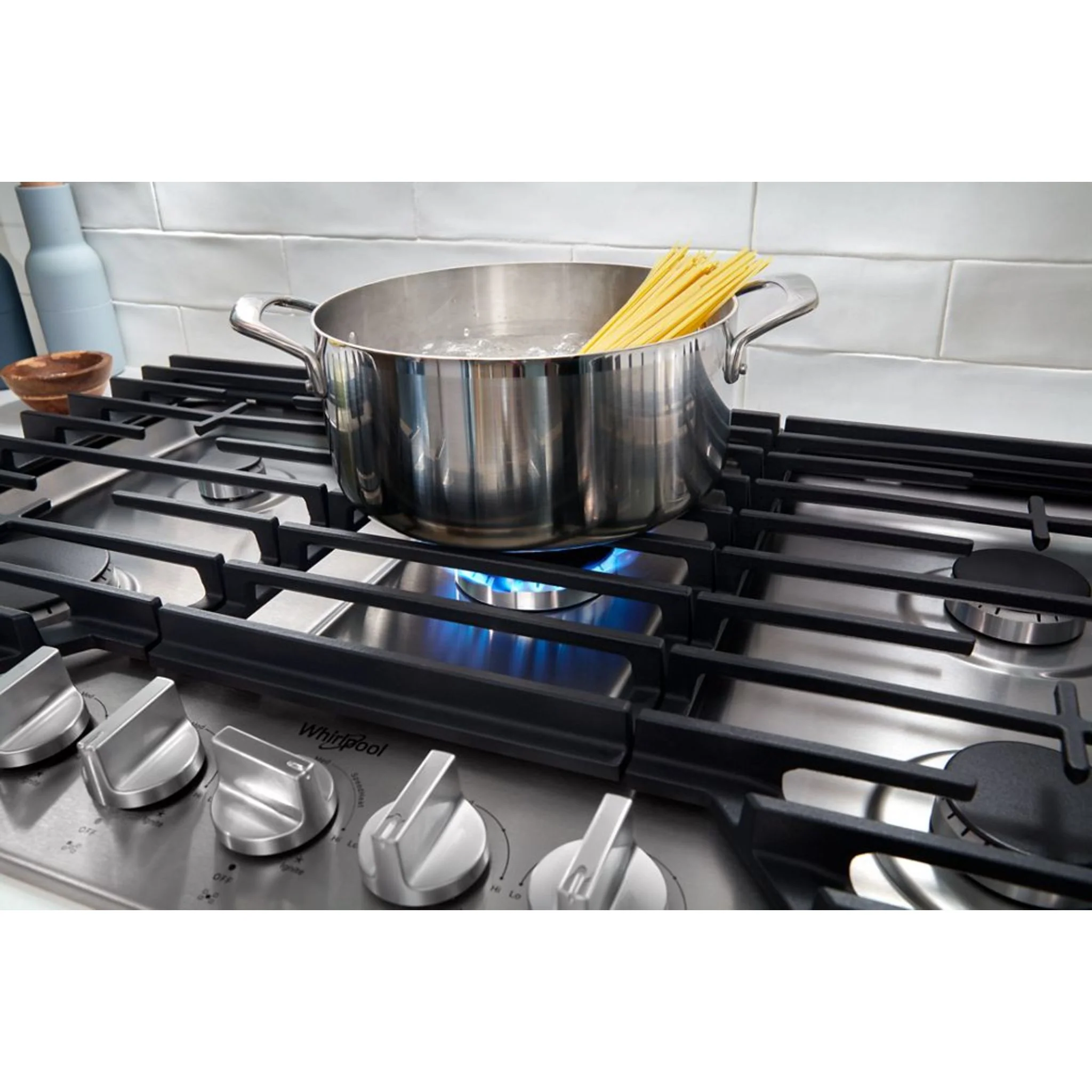 Whirlpool 30-inch Gas Cooktop with Fifth Burner -Stainless Steel (WCGK7030PS) - Image 5