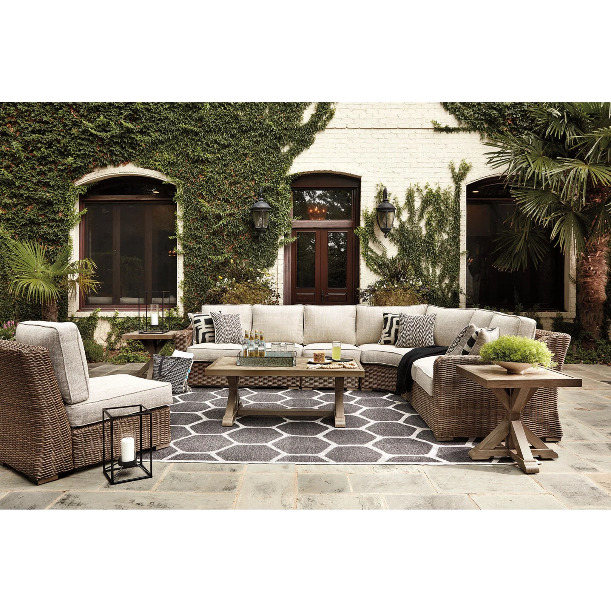 Beachcroft 5 Piece Outdoor Modular Sectional with Tables - Image 25