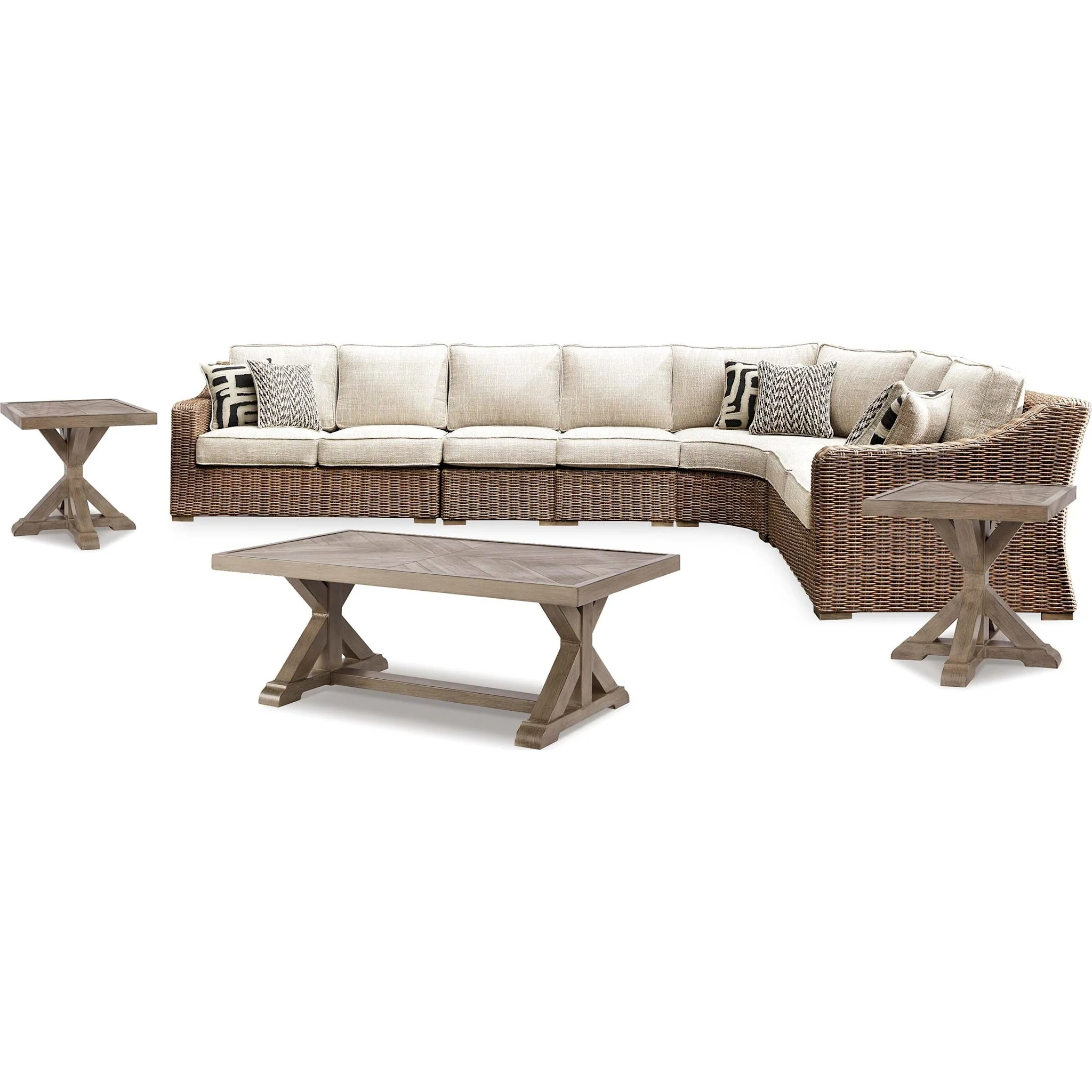 Beachcroft 5 Piece Outdoor Modular Sectional with Tables - Image 26