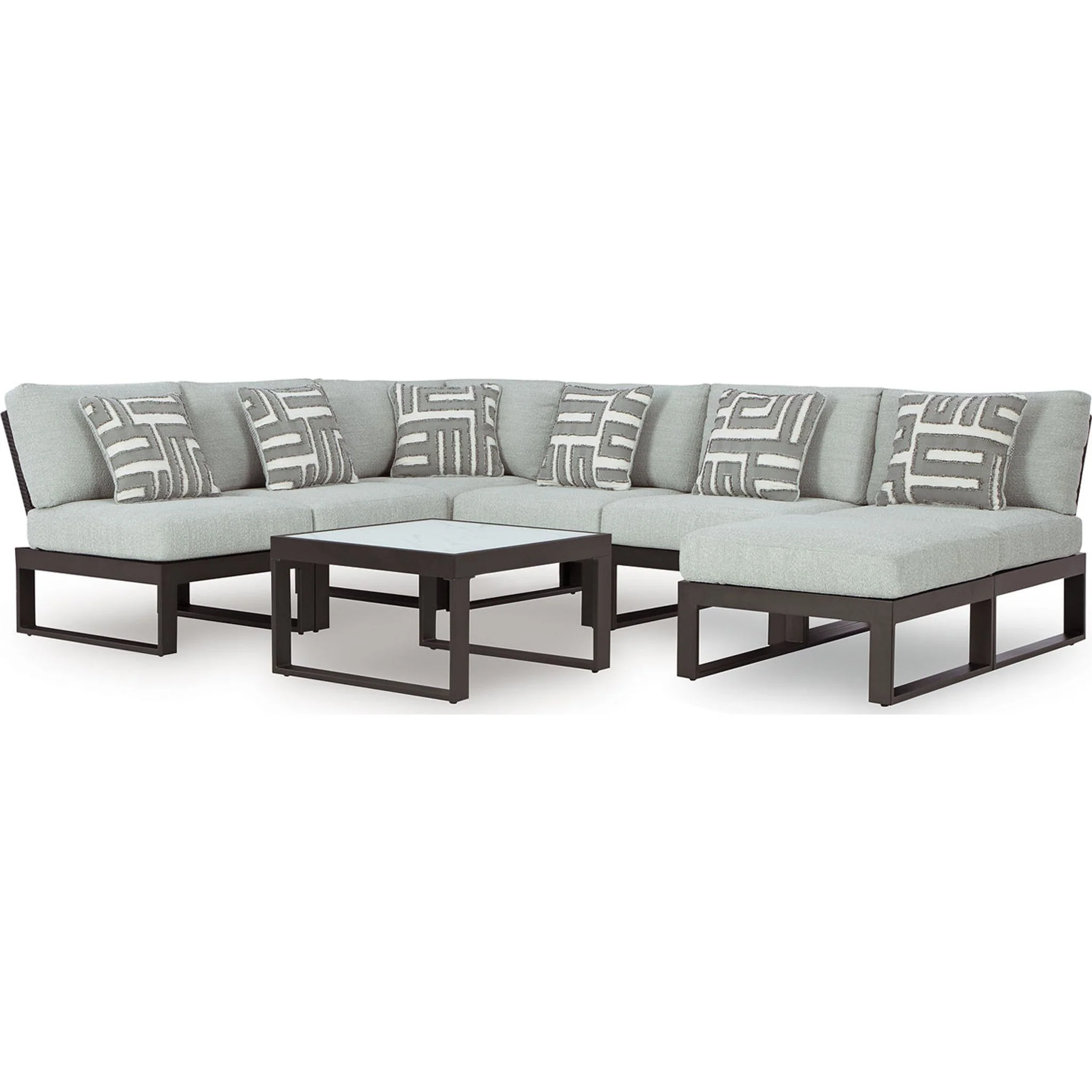 Beachloft 6 Piece Outdoor Sectional w/Ottoman & Table