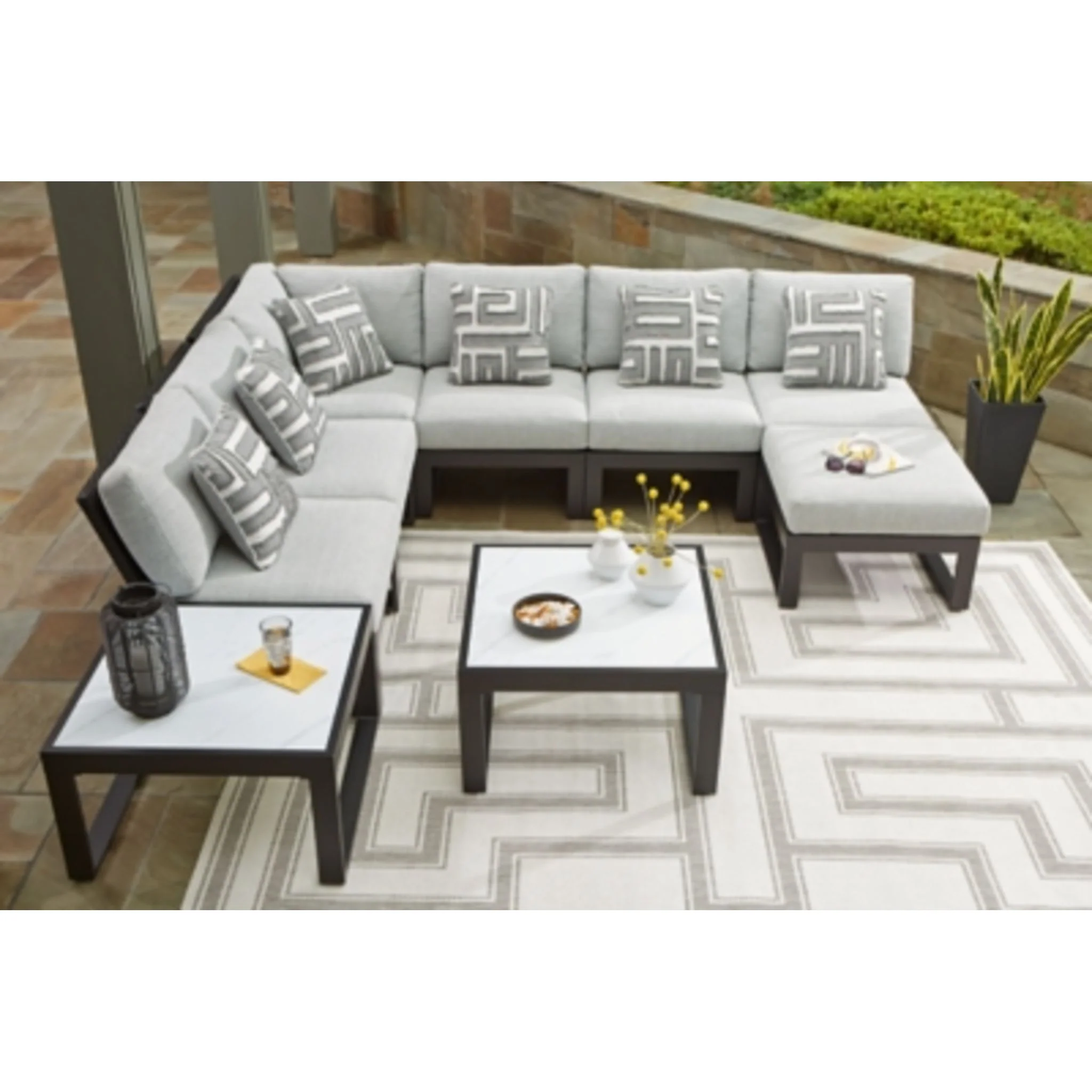 Beachloft 6 Piece Outdoor Sectional w/Ottoman & Table - Image 47