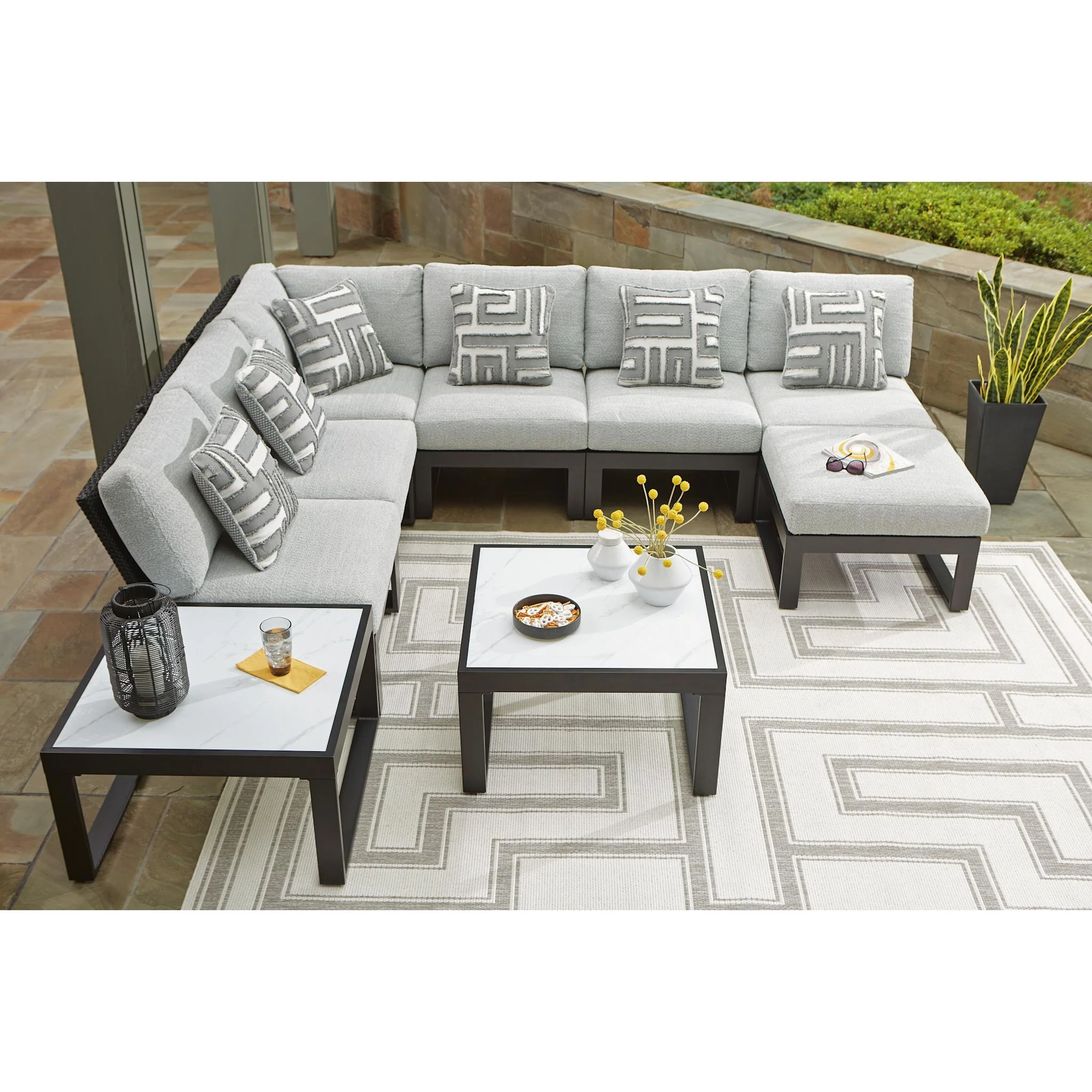 Beachloft 6 Piece Outdoor Sectional w/Ottoman & Table - Image 62
