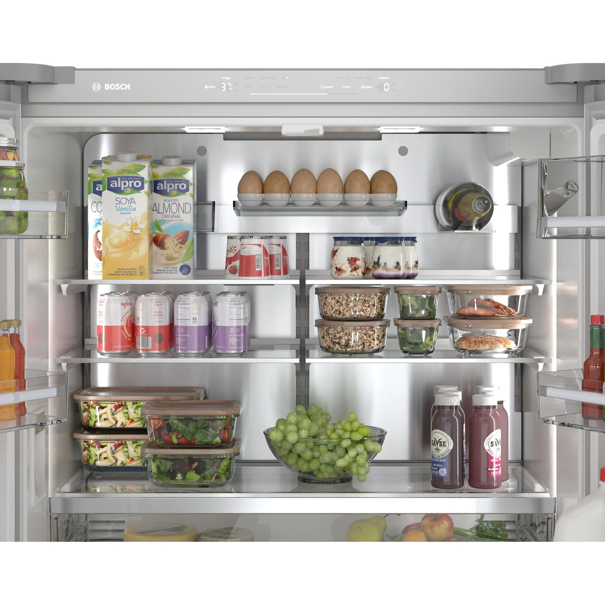 Bosch 800 Series, French Door Bottom Mount Refrigerator, Glass door, 36'' - Glass Over Artic White (B36CL81ENW) - Image 11