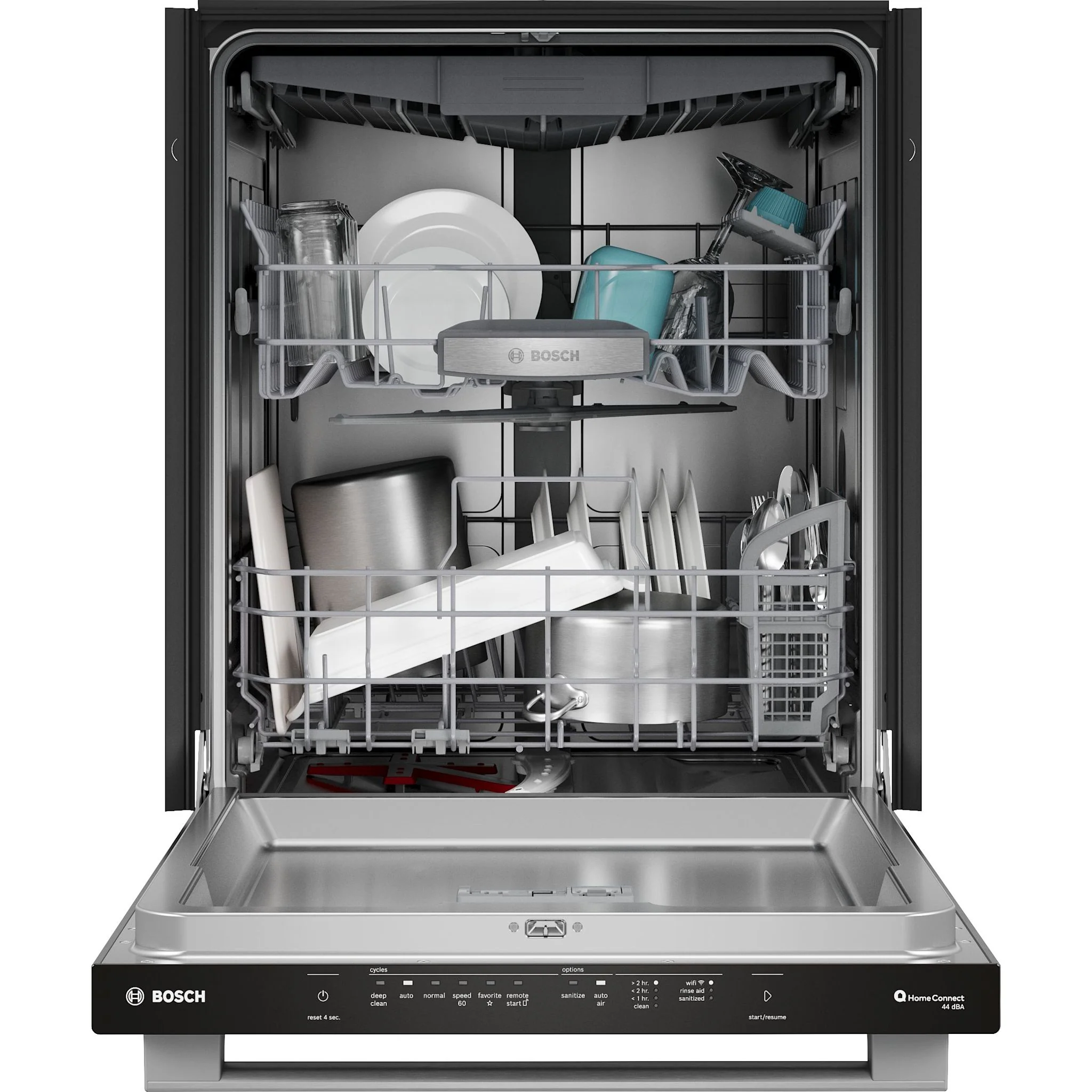 Bosch Bar Hndl, 5/3 cycles, 44 dBA, Std 3rd Rack, ZoneWash, AutoAir - SS - Stainless Steel (SHX65DM5N) - Image 4
