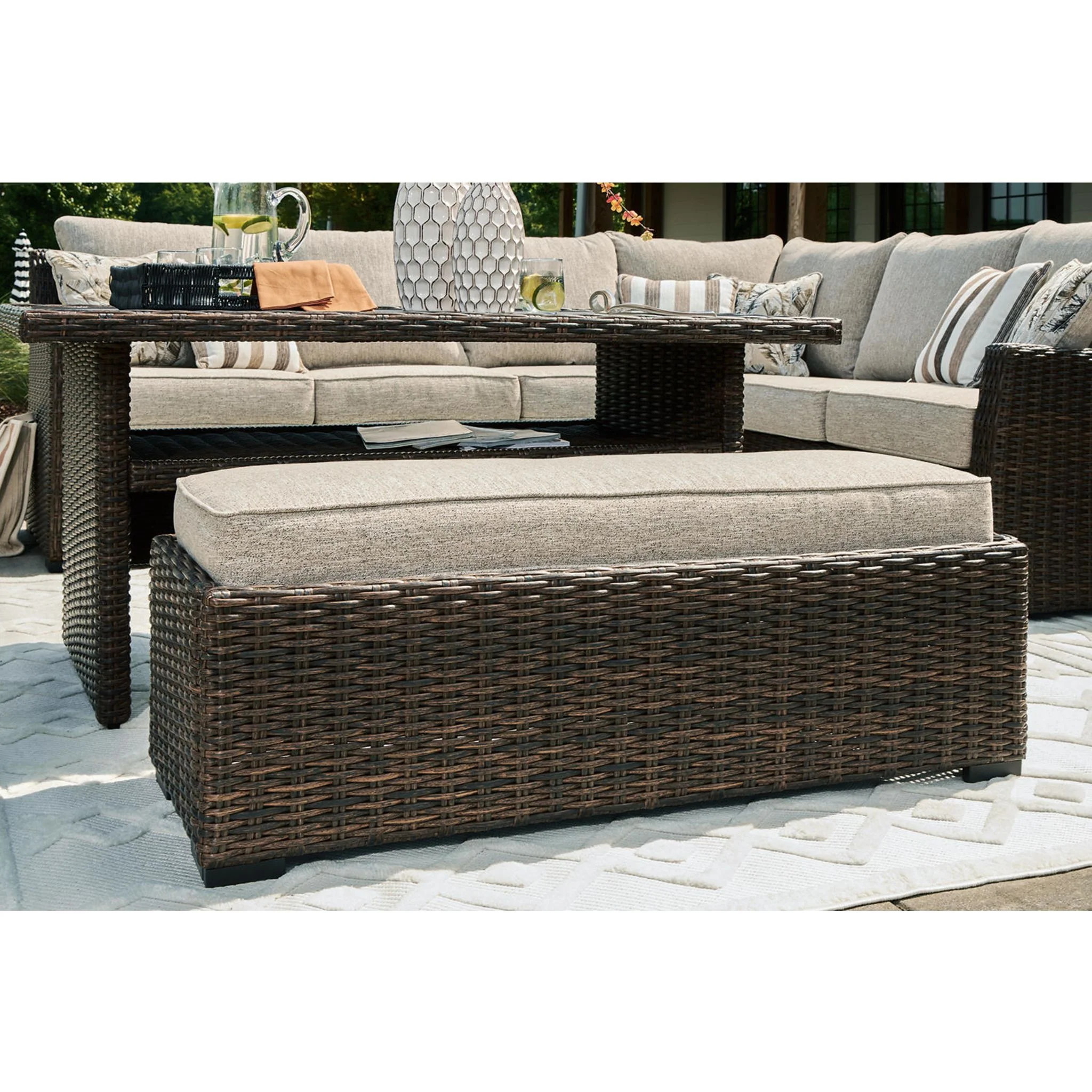 Brook Ranch 2 Piece Outdoor Sectional with Bench - Image 39