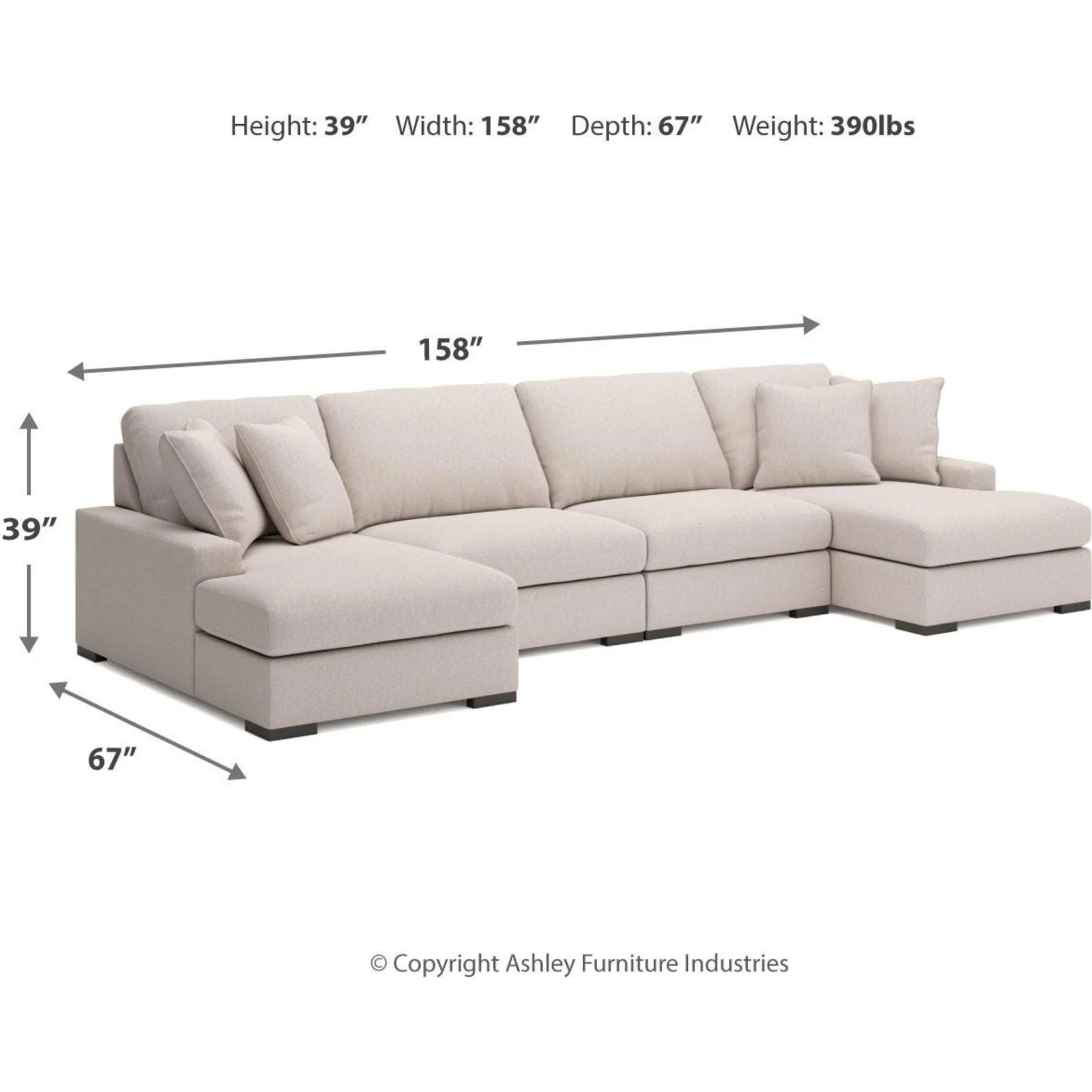 Calden-Exclusive 4 Piece Modular Sectional with Double Chaise - Image 13