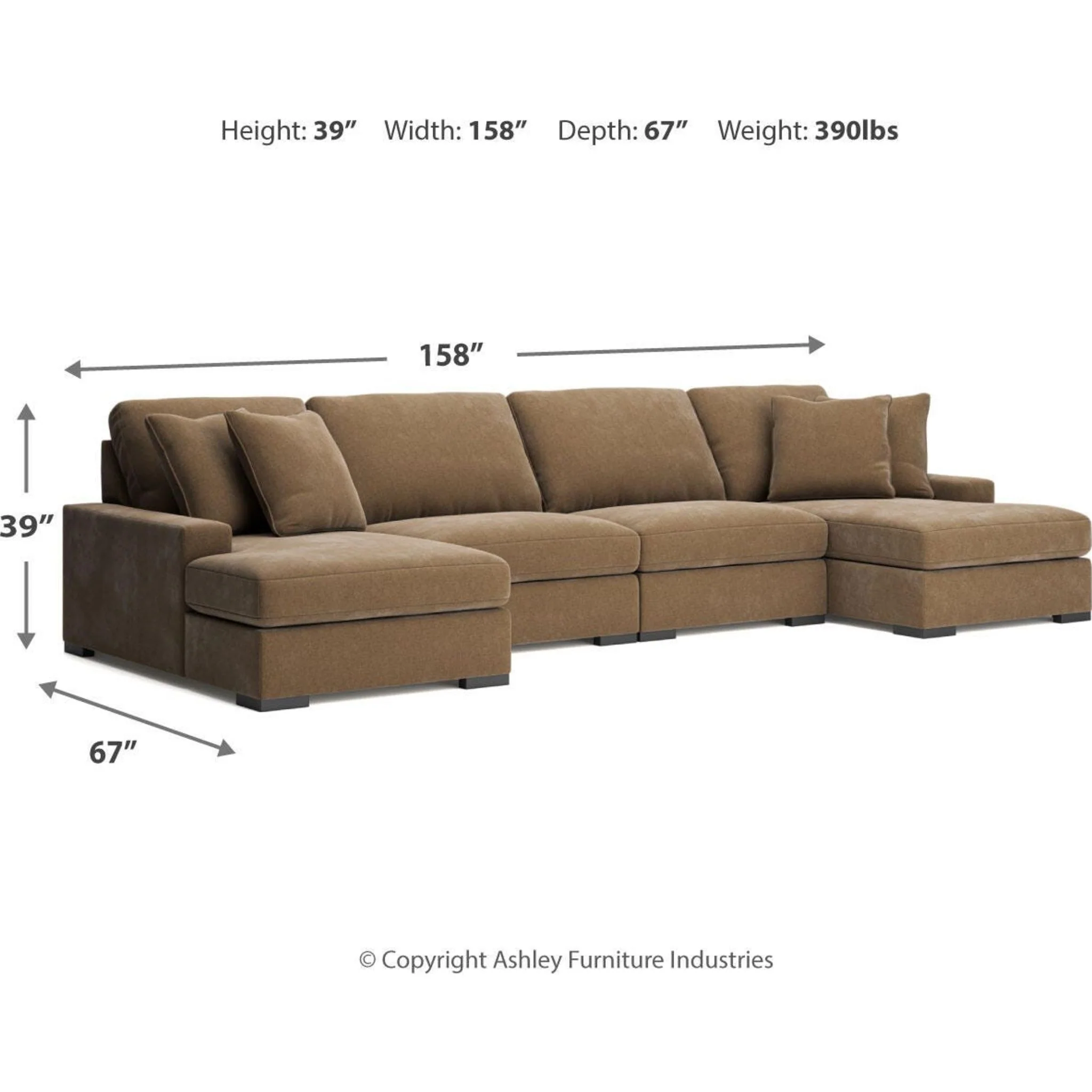 Calden-Exclusive 4 Piece Modular Sectional with Double Chaise - Image 3