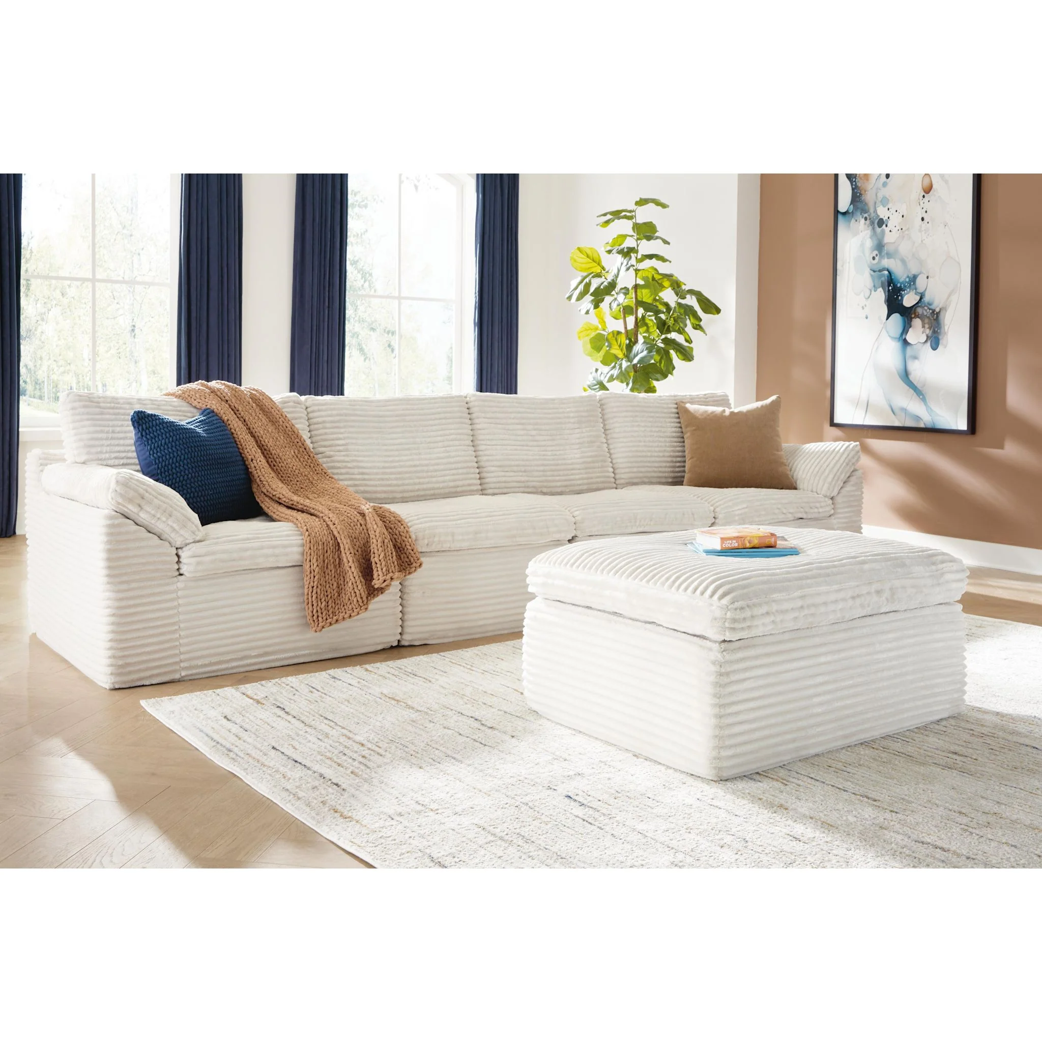Canefield 4 Piece Sectional with Ottoman - Image 14