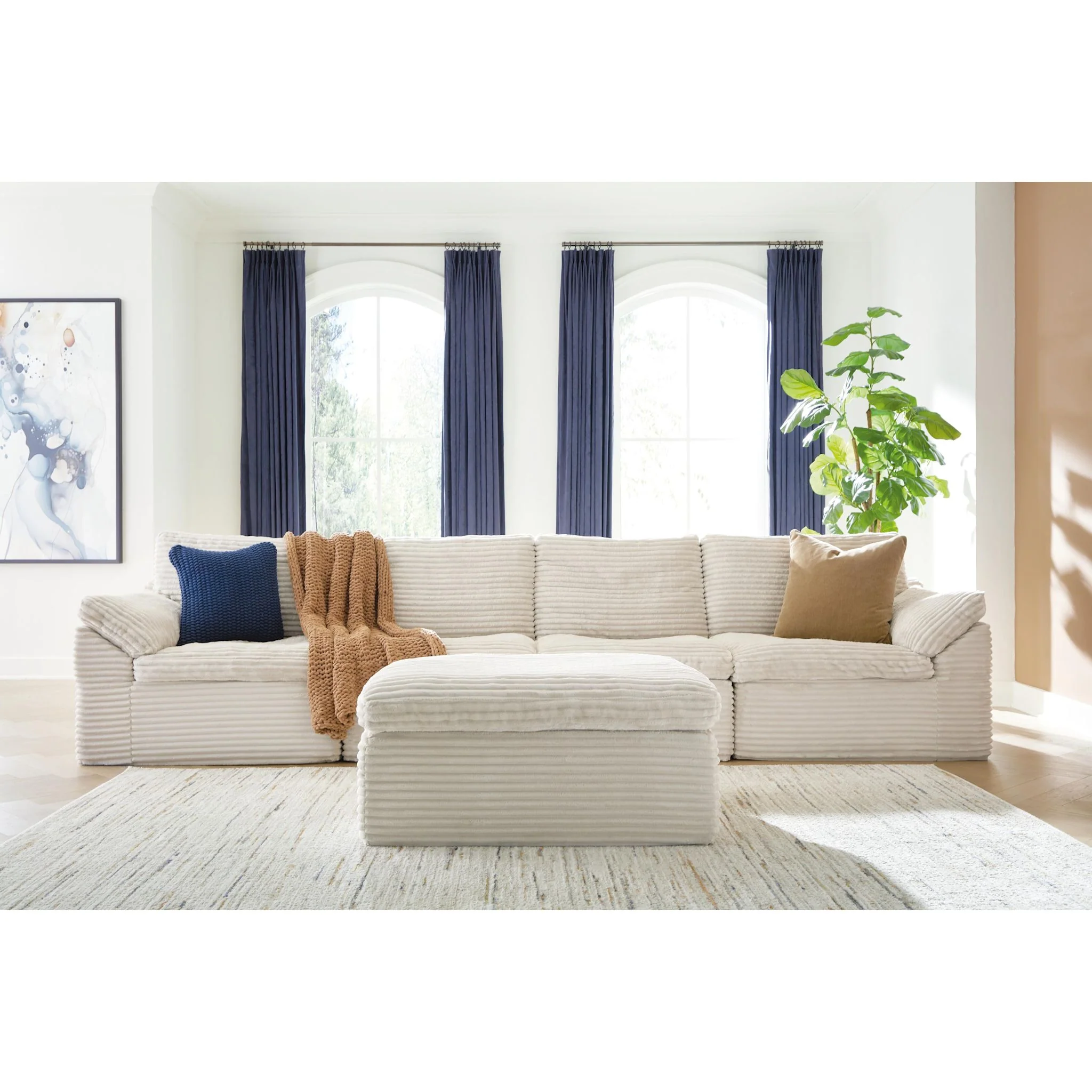 Canefield 4 Piece Sectional with Ottoman - Image 6