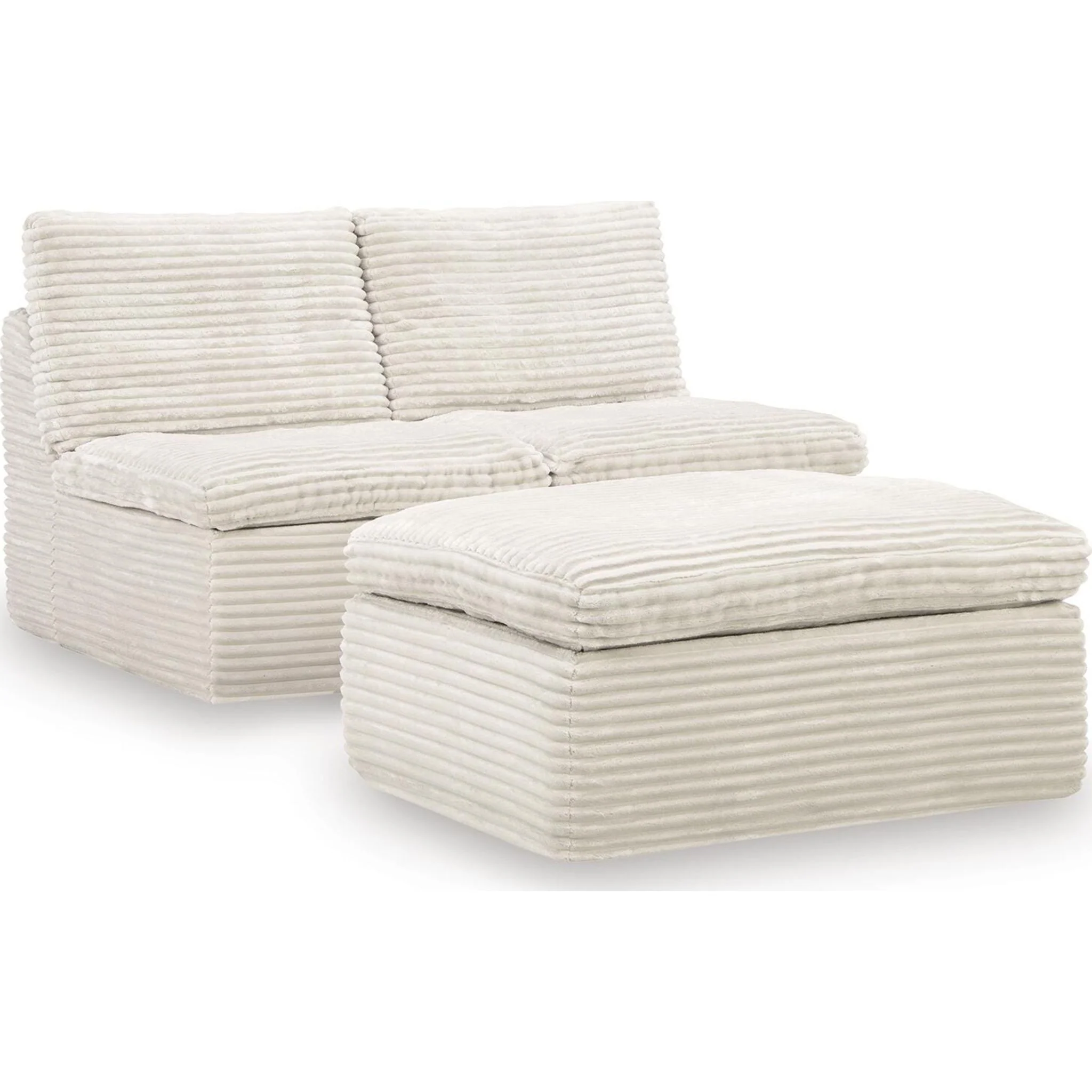 Canefield Armless Chair (set of 2) with Ottoman - Image 3
