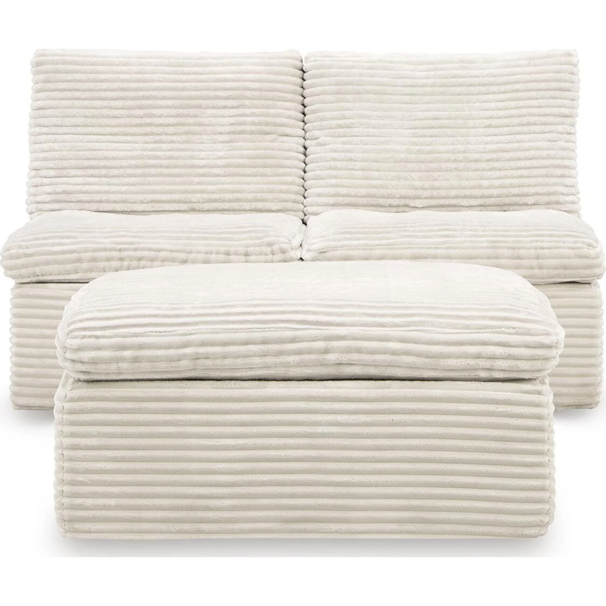 Canefield Armless Chair (set of 2) with Ottoman - Image 5