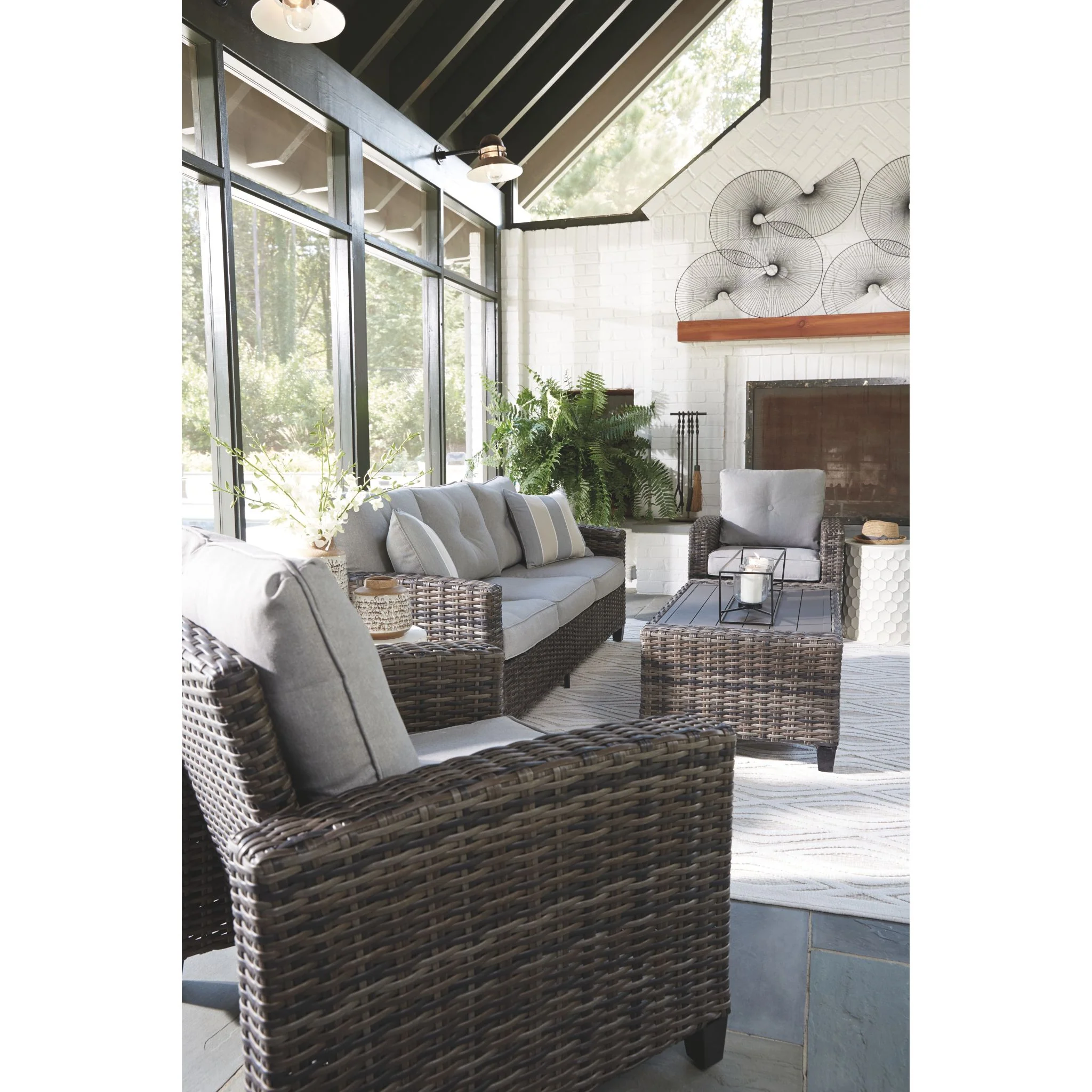 Outdoor Cloverbrooke Sofa/Chairs/Table Set (4/CN) Gray - Image 10