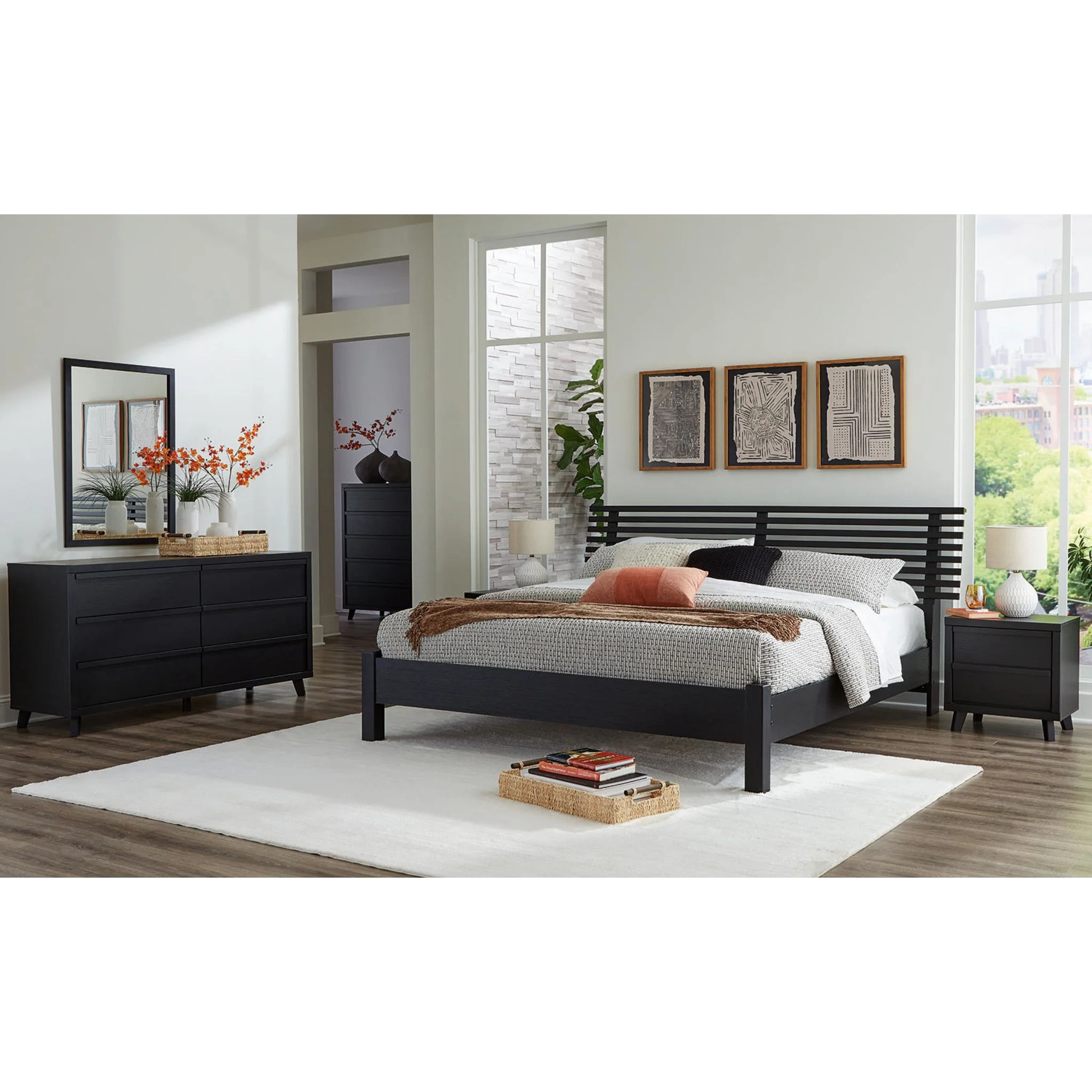 Danziar 5 Piece King Slat Platform Bedroom - Image 20