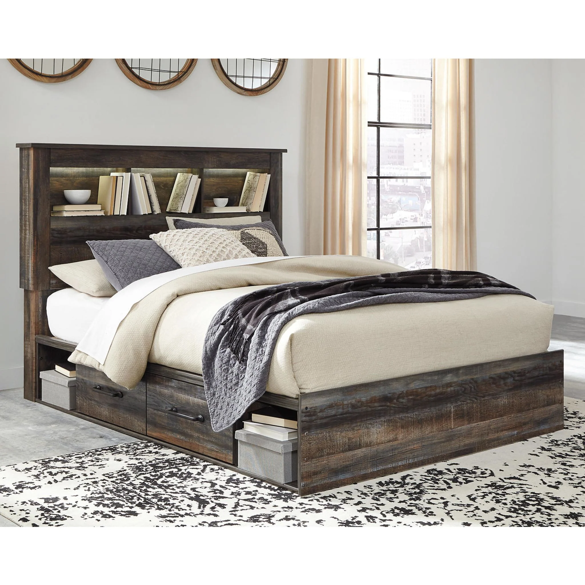 Drystan 5 Piece Bookcase Bed with 2 Drawer Storage Bedroom - Image 13