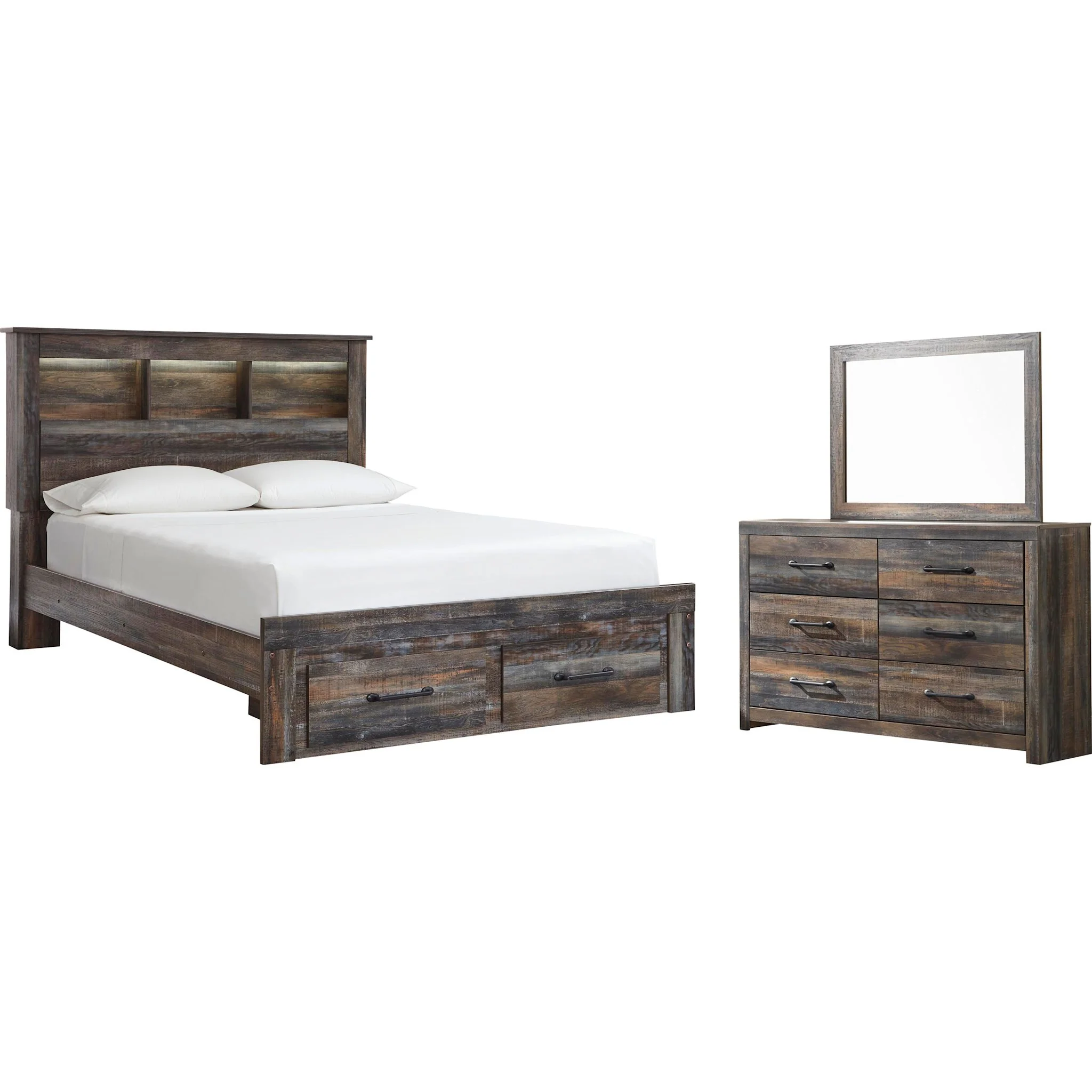 Drystan 5 Piece Bookcase Bed with Footboard Storage Bedroom - Image 11