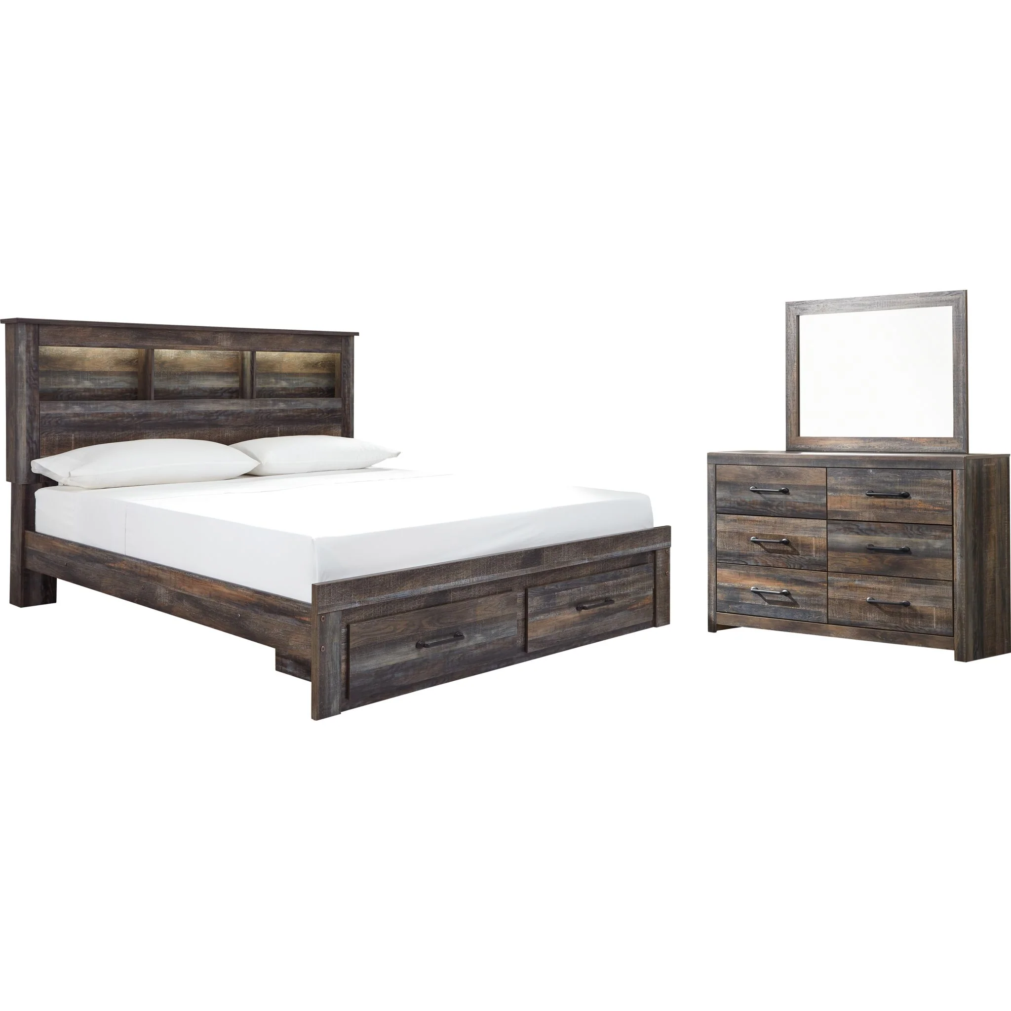 Drystan 5 Piece Bookcase Bed with Footboard Storage Bedroom - Image 22
