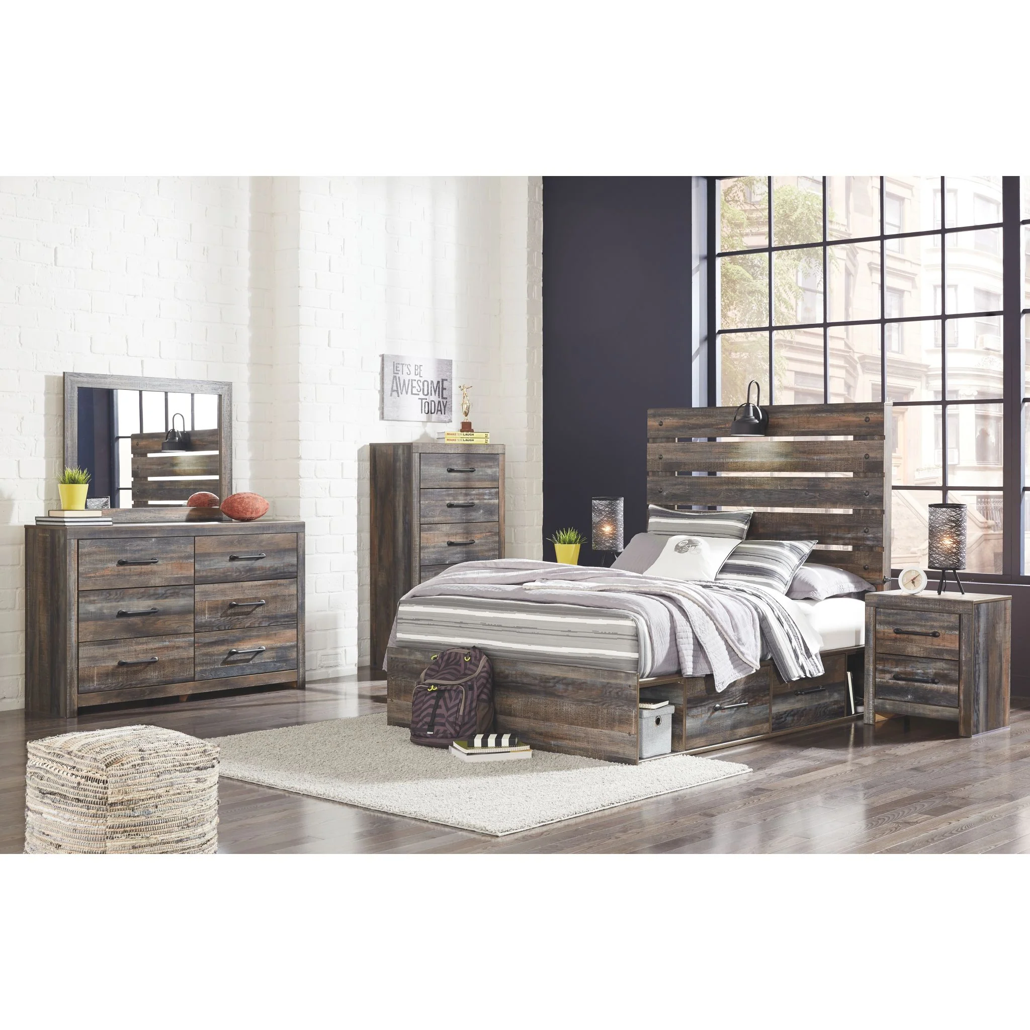 Drystan 5 Piece Panel Bed with 2 Drawer Storage Bedroom - Image 13