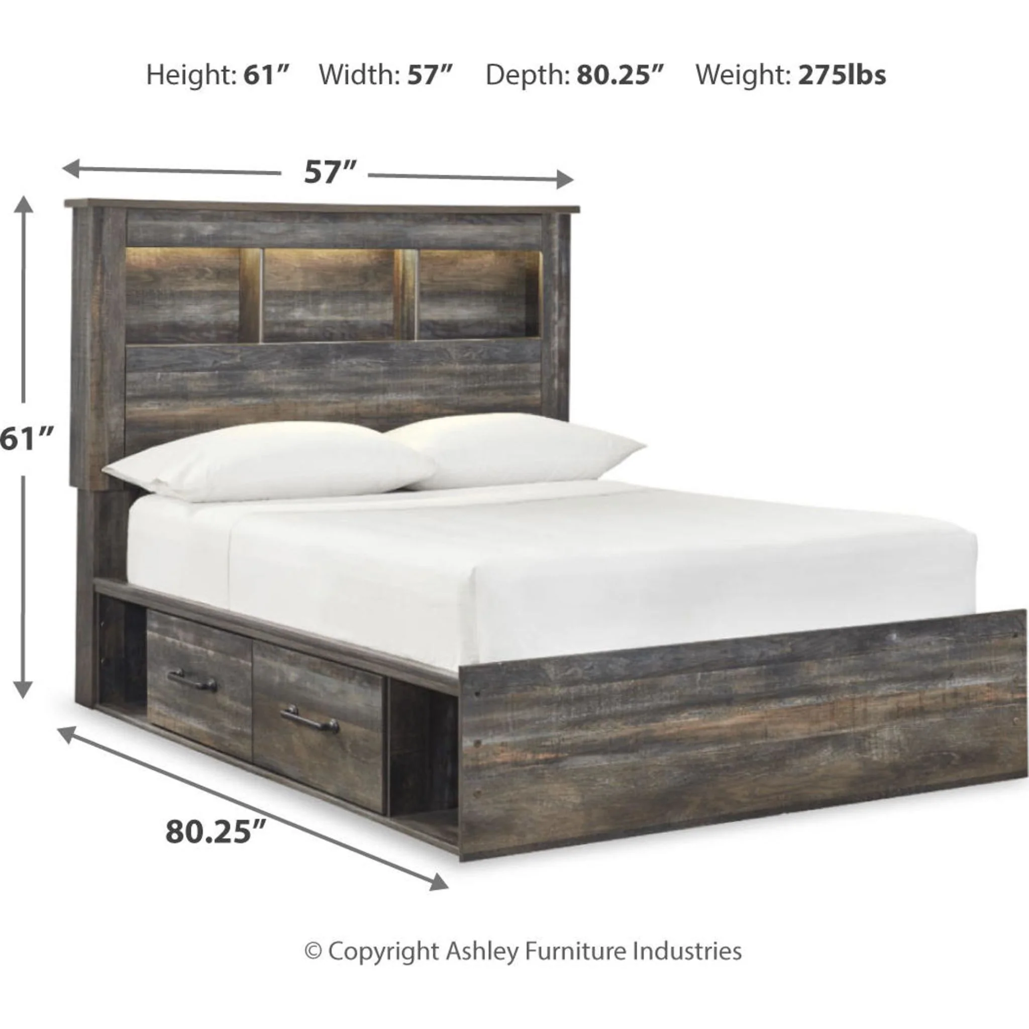 Drystan Full Bookcase Bed with 4 Drawer Storage - Image 6