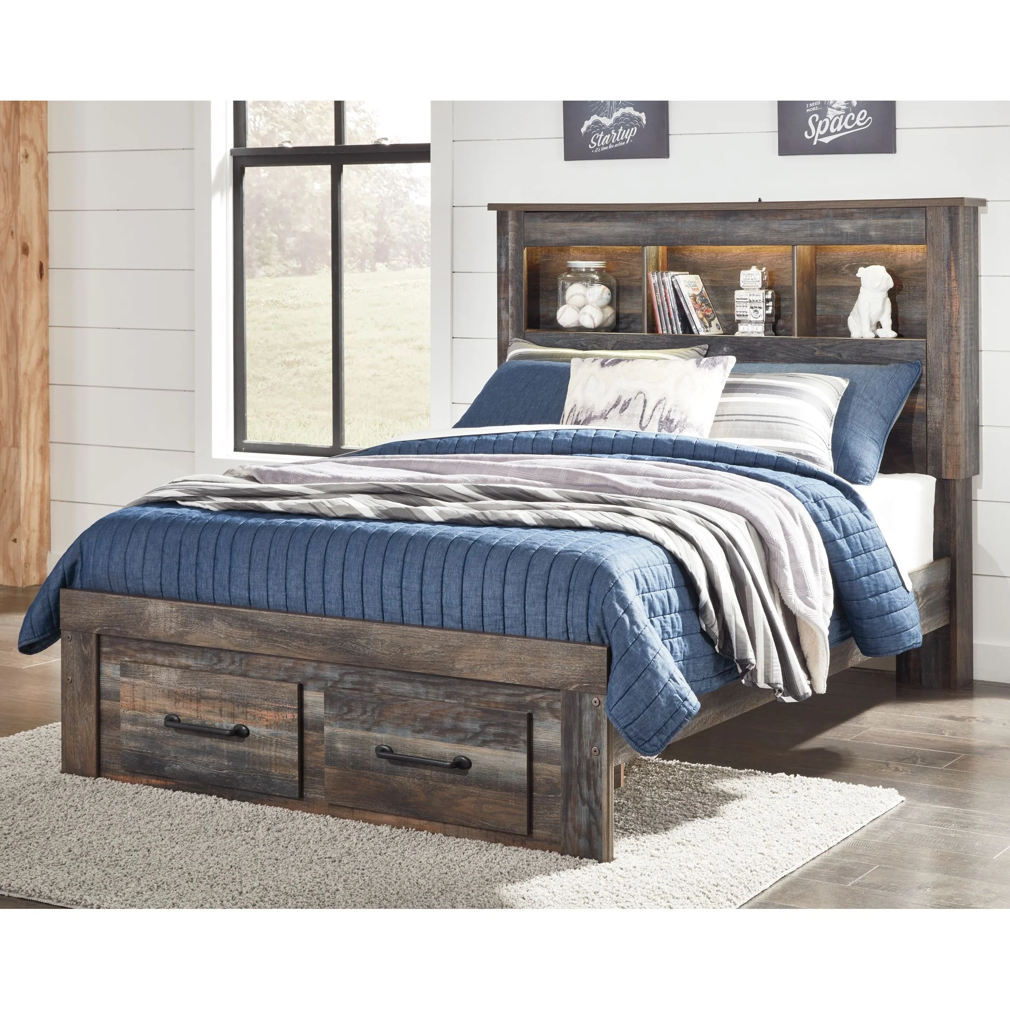 Drystan Full Bookcase Bed with Footboard Storage - Image 2