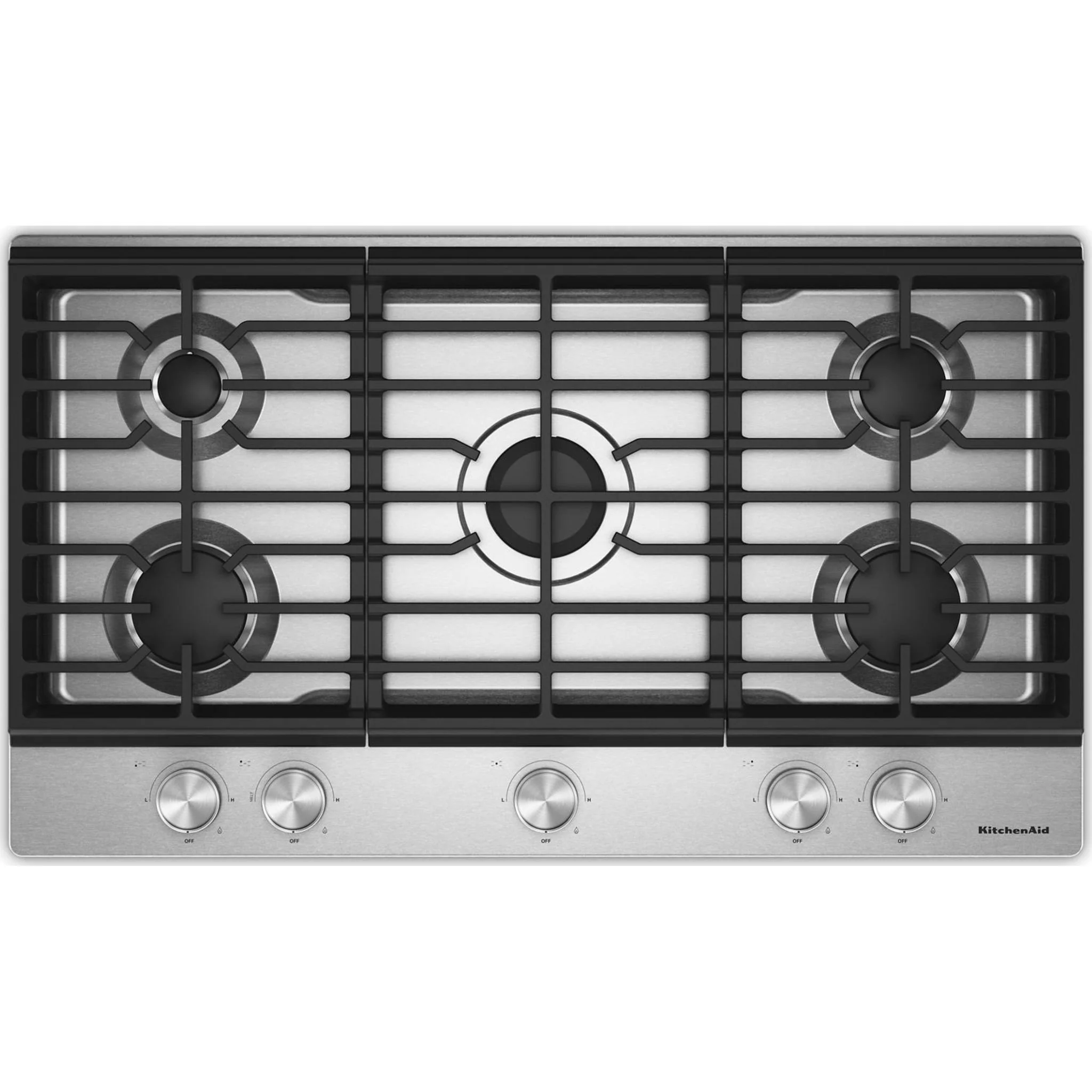 Gas-on-Metal Cooktop with 5 Versatile Burners and Edge-to-Edge Cast-Iron Grates