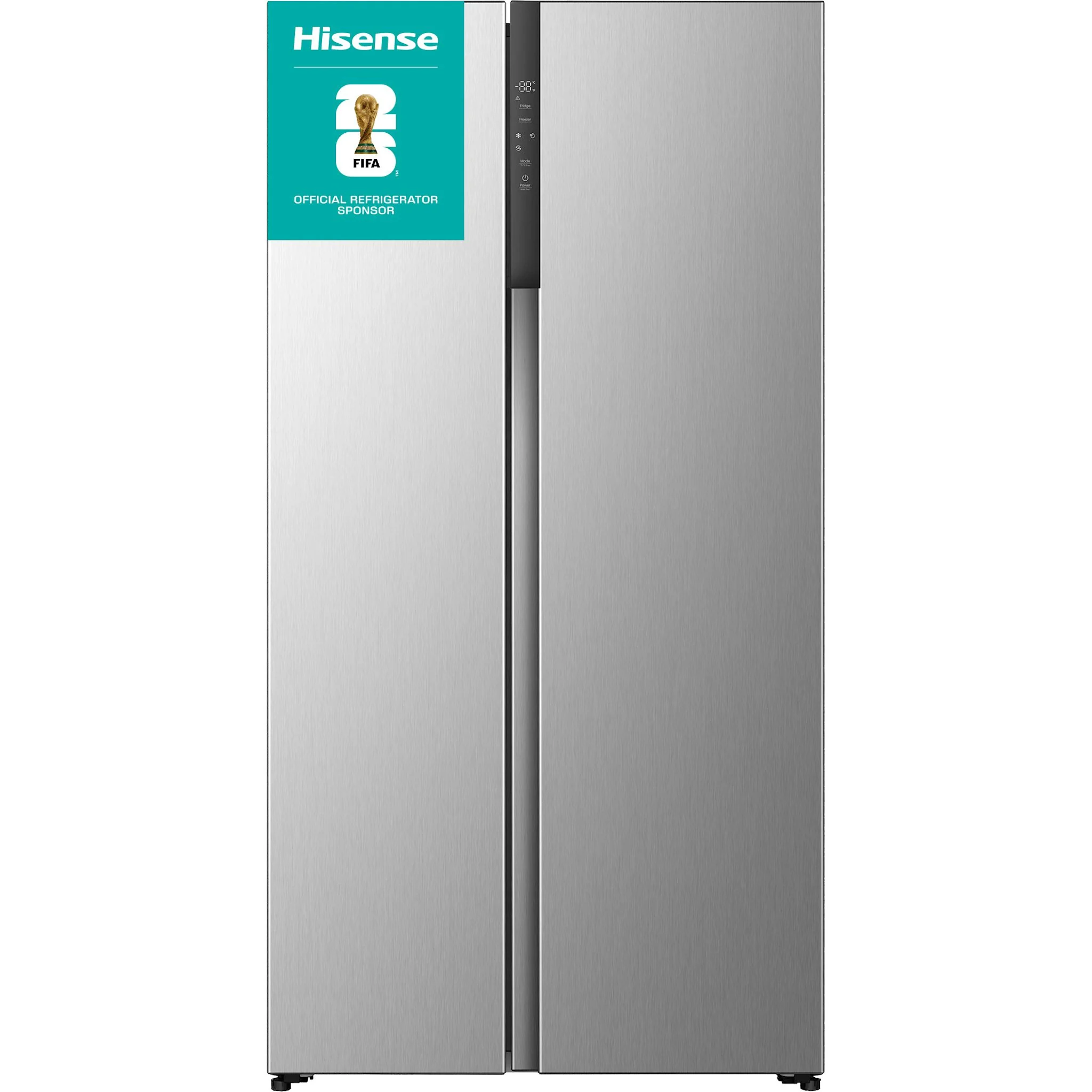 Hisense 36-in. 19.2 Cu.Ft Titanium Side-by-Side Fridge with Recessed Handle? Support - Stainless Steel (RS19A2CSD)
