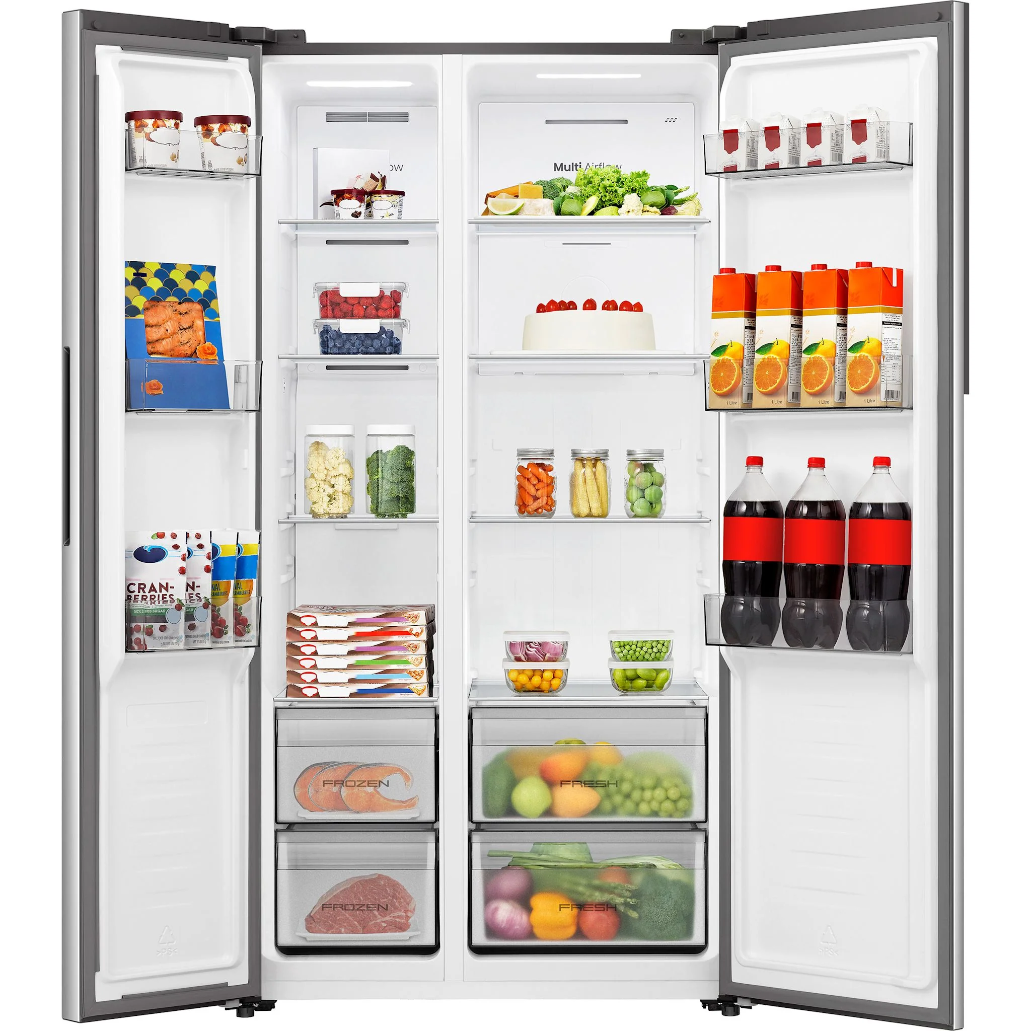 Hisense 36-in. 19.2 Cu.Ft Titanium Side-by-Side Fridge with Recessed Handle? Support - Stainless Steel (RS19A2CSD) - Image 4