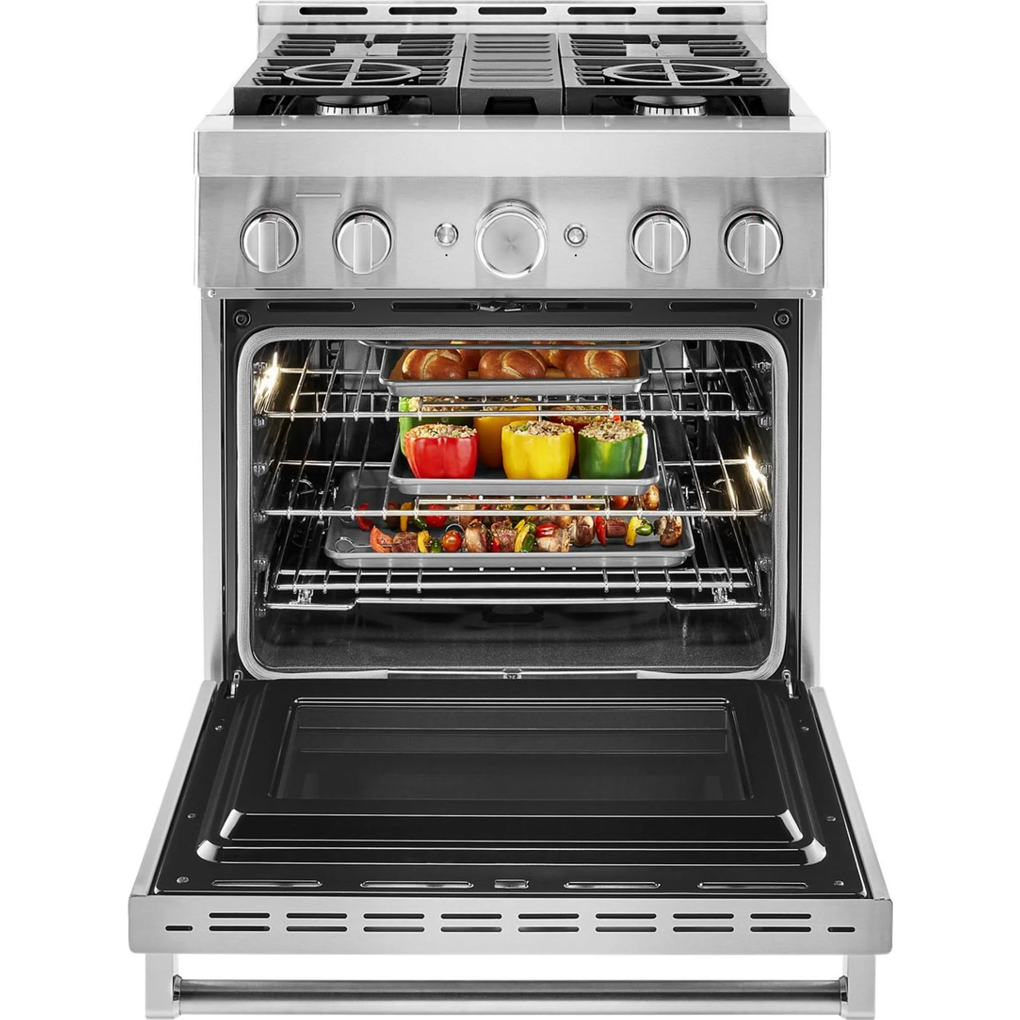 KitchenAid 30'' Smart Commercial-Style Dual Fuel Range with 4 Burners - Milkshake (KFDC500JMH) - Image 4