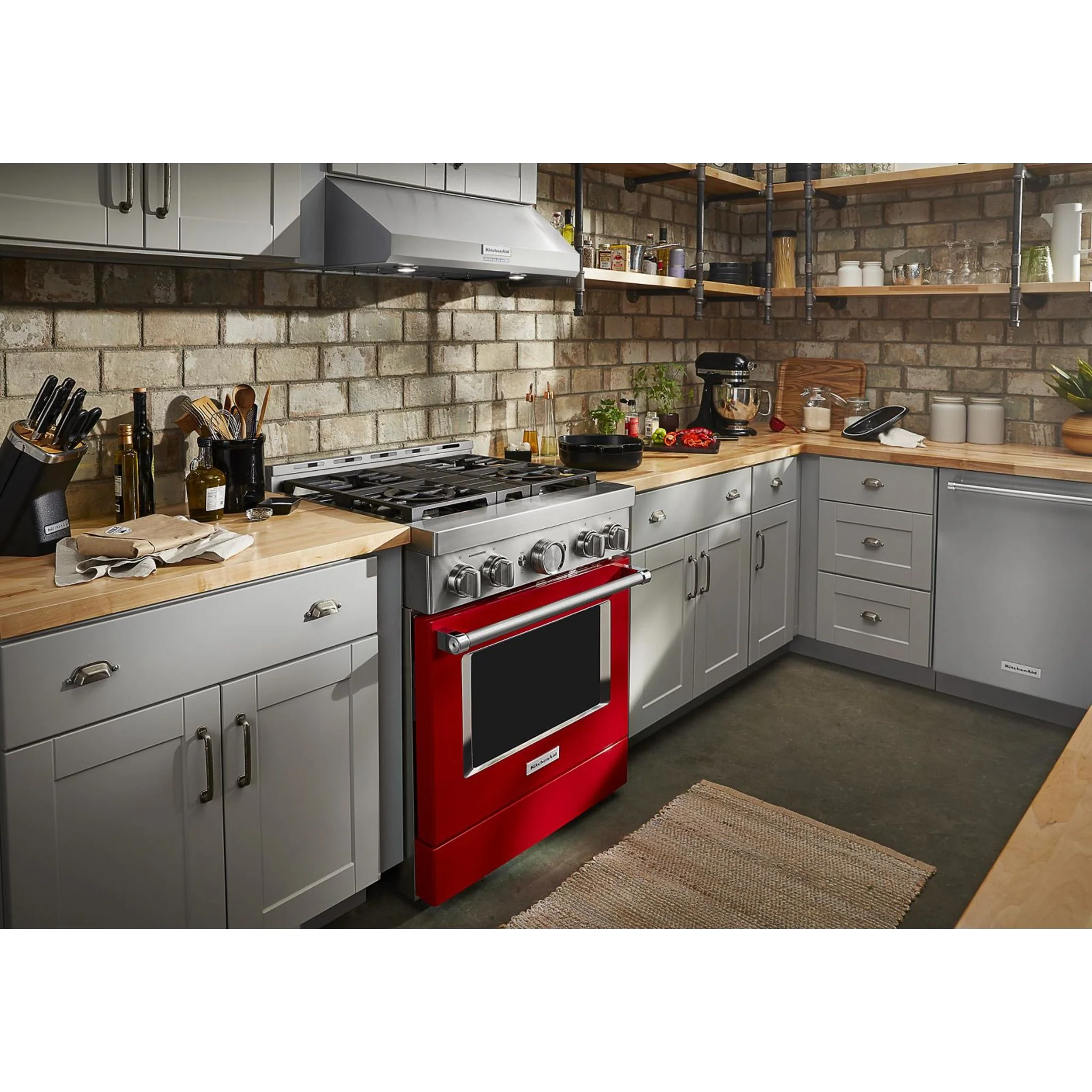 KitchenAid 30'' Smart Commercial-Style Gas Range with 4 Burners - Passion Red (KFGC500JPA) - Image 41