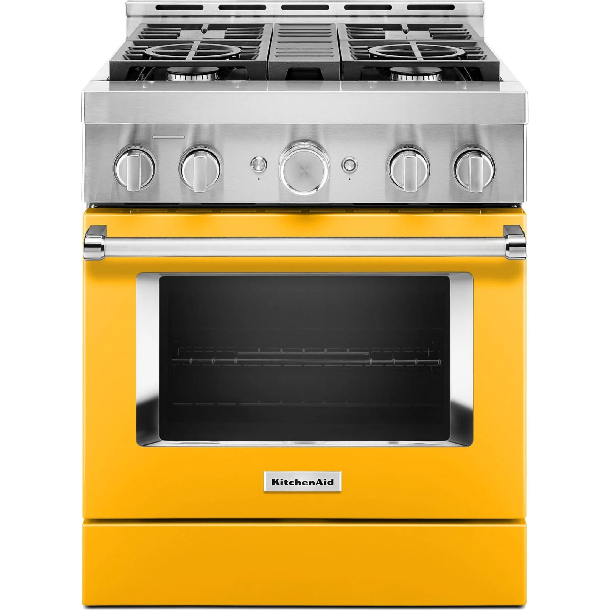 KitchenAid  30'' Smart Commercial-Style Gas Range with 4 Burners - Yellow Pepper (KFGC500JYP) - Image 3