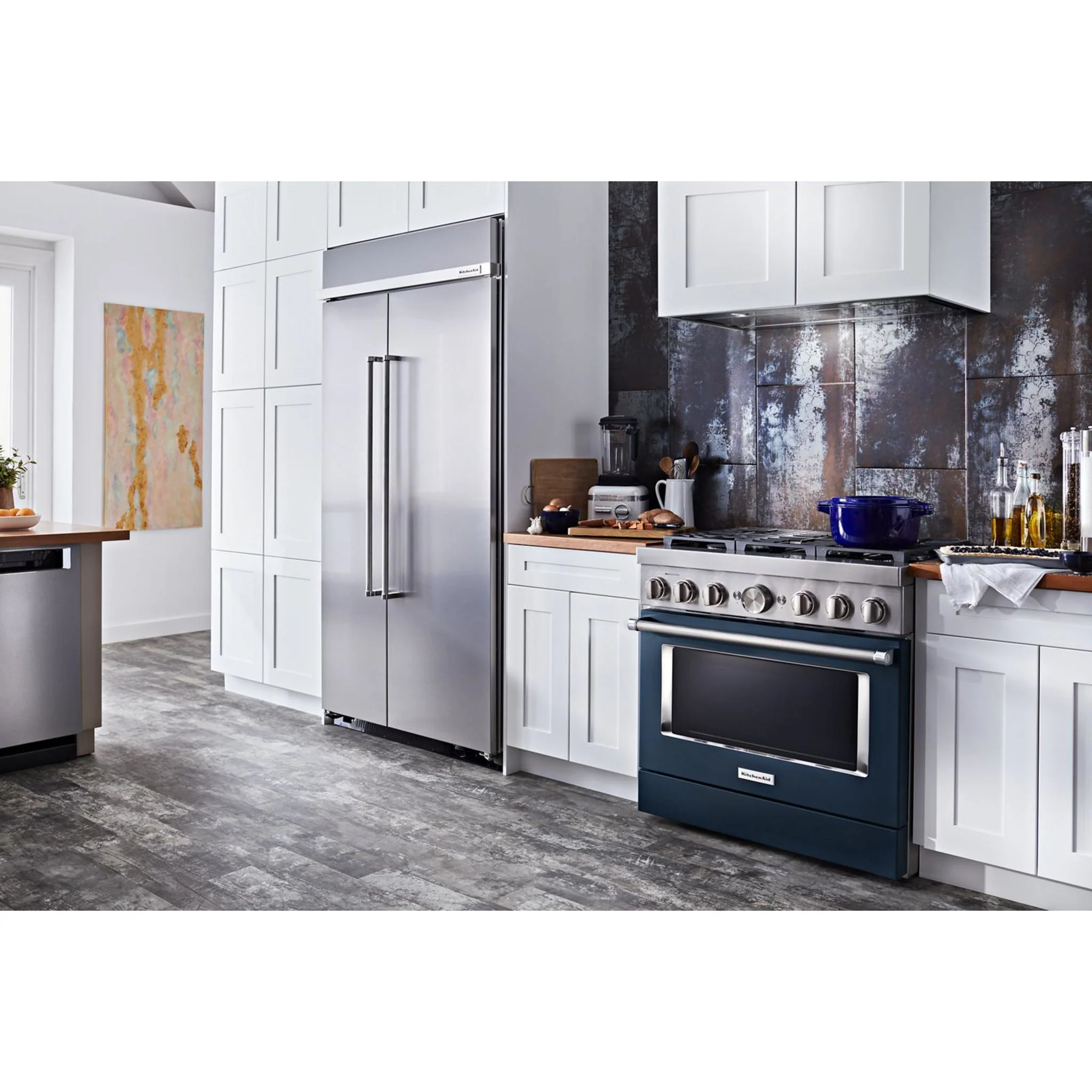 KitchenAid 36'' Smart Commercial-Style Dual Fuel Range with 6 Burners - Ink Blue (KFDC506JIB) - Image 12