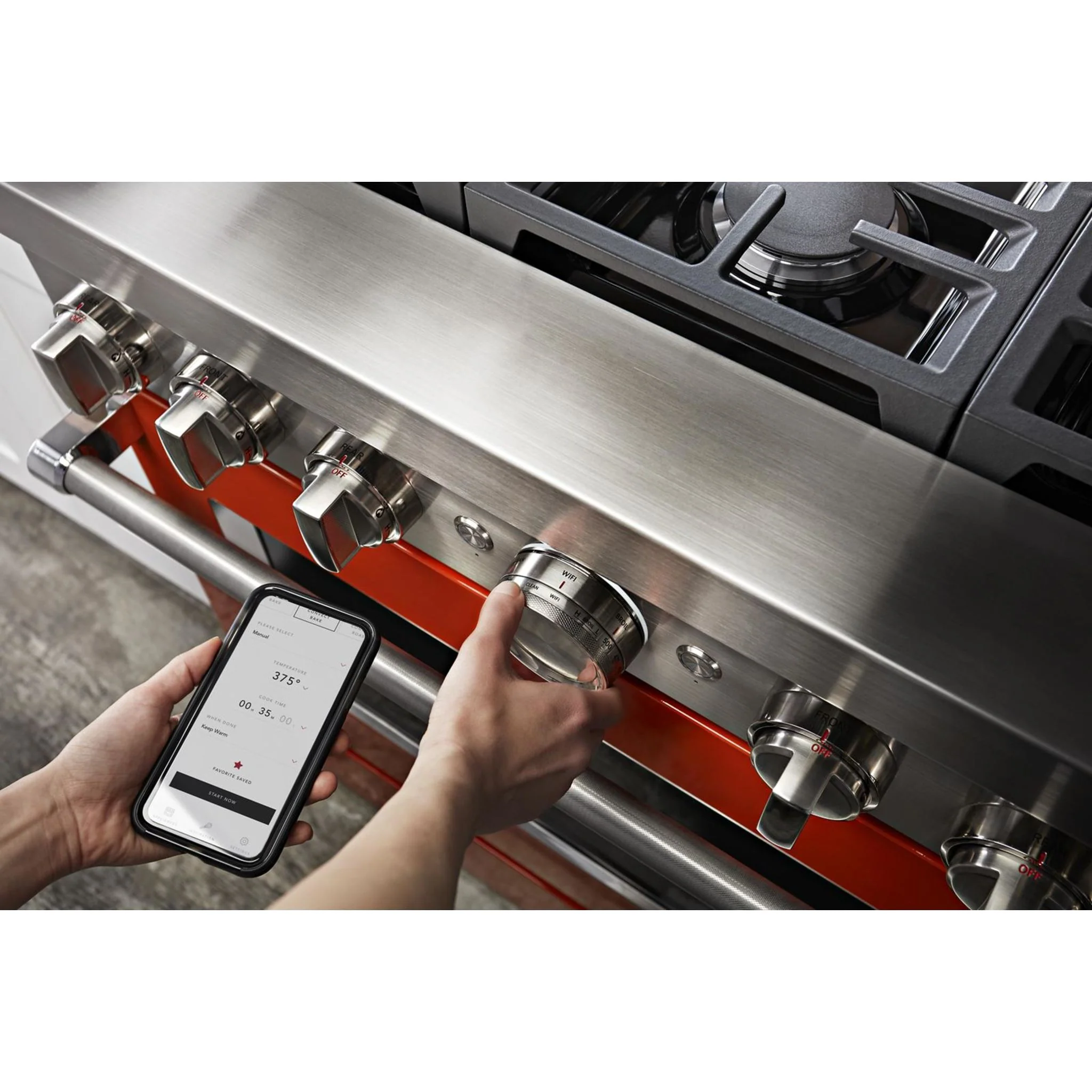 KitchenAid 36'' Smart Commercial-Style Gas Range with 6 Burners - Scorched Orange (KFGC506JSC) - Image 52