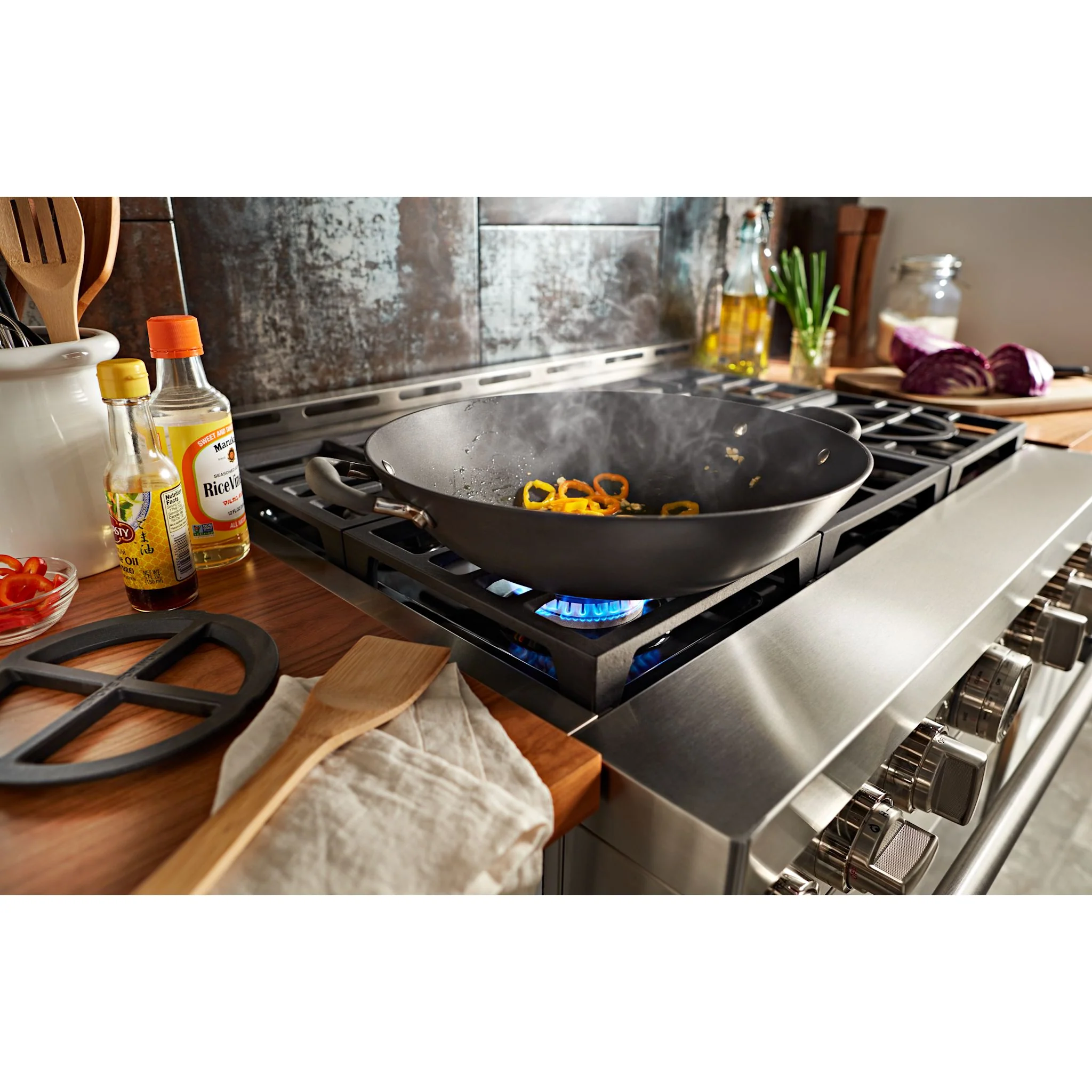 KitchenAid 36'' Smart Commercial-Style Gas Range with 6 Burners - Scorched Orange (KFGC506JSC) - Image 9