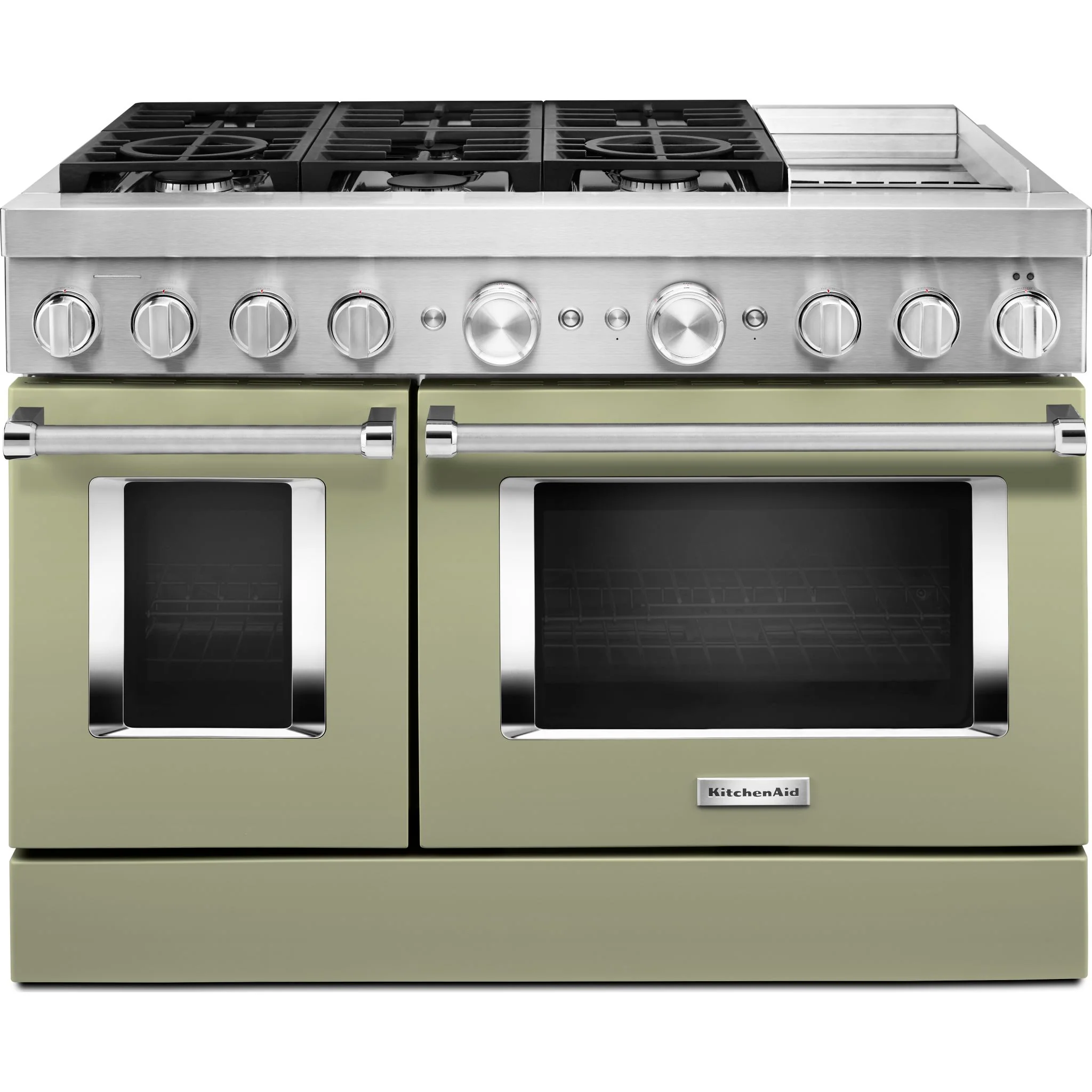 KitchenAid 48'' Smart Commercial-Style Dual Fuel Range with Griddle - Avocado Cream (KFDC558JAV)