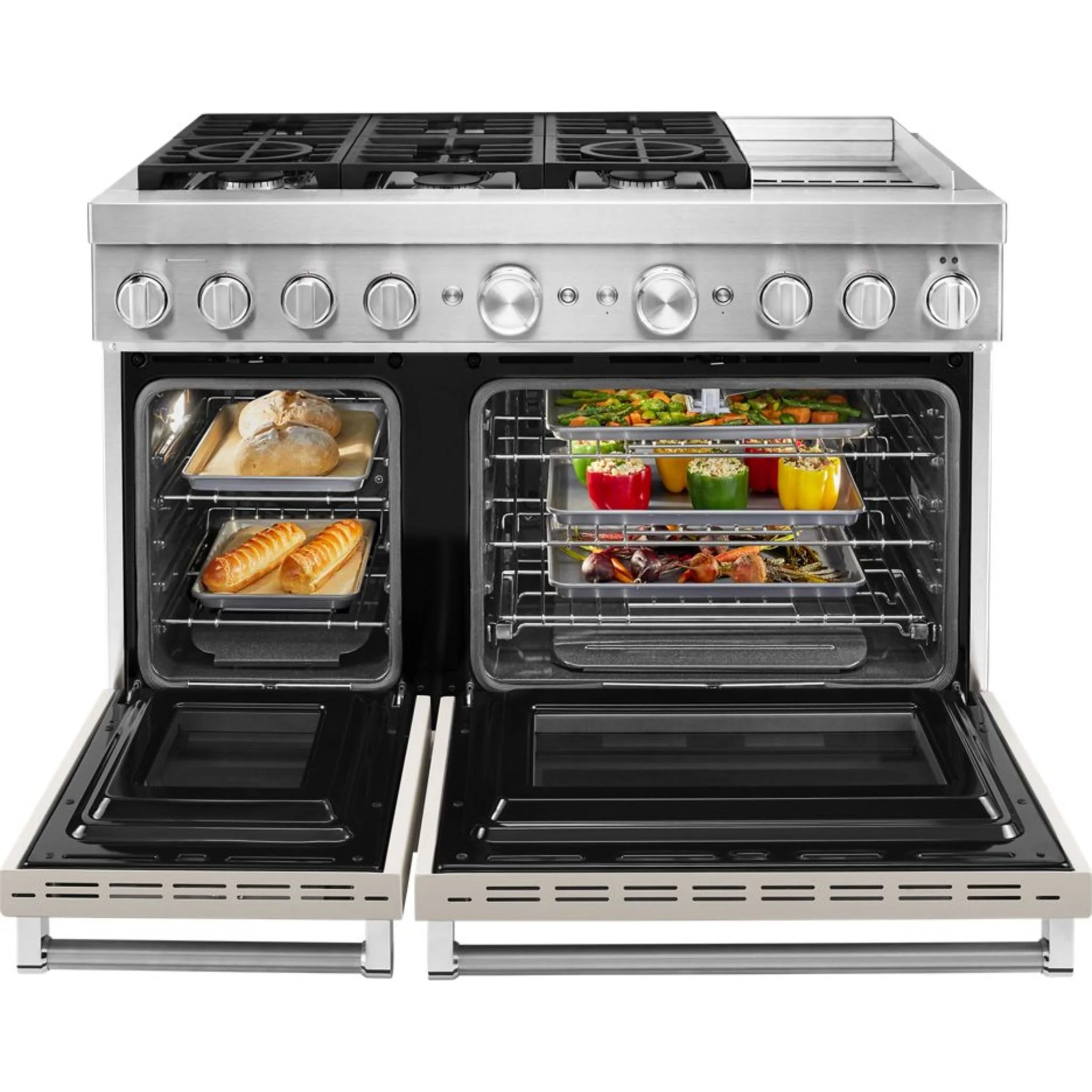 KitchenAid 48'' Smart Commercial-Style Dual Fuel Range with Griddle - Avocado Cream (KFDC558JAV) - Image 43
