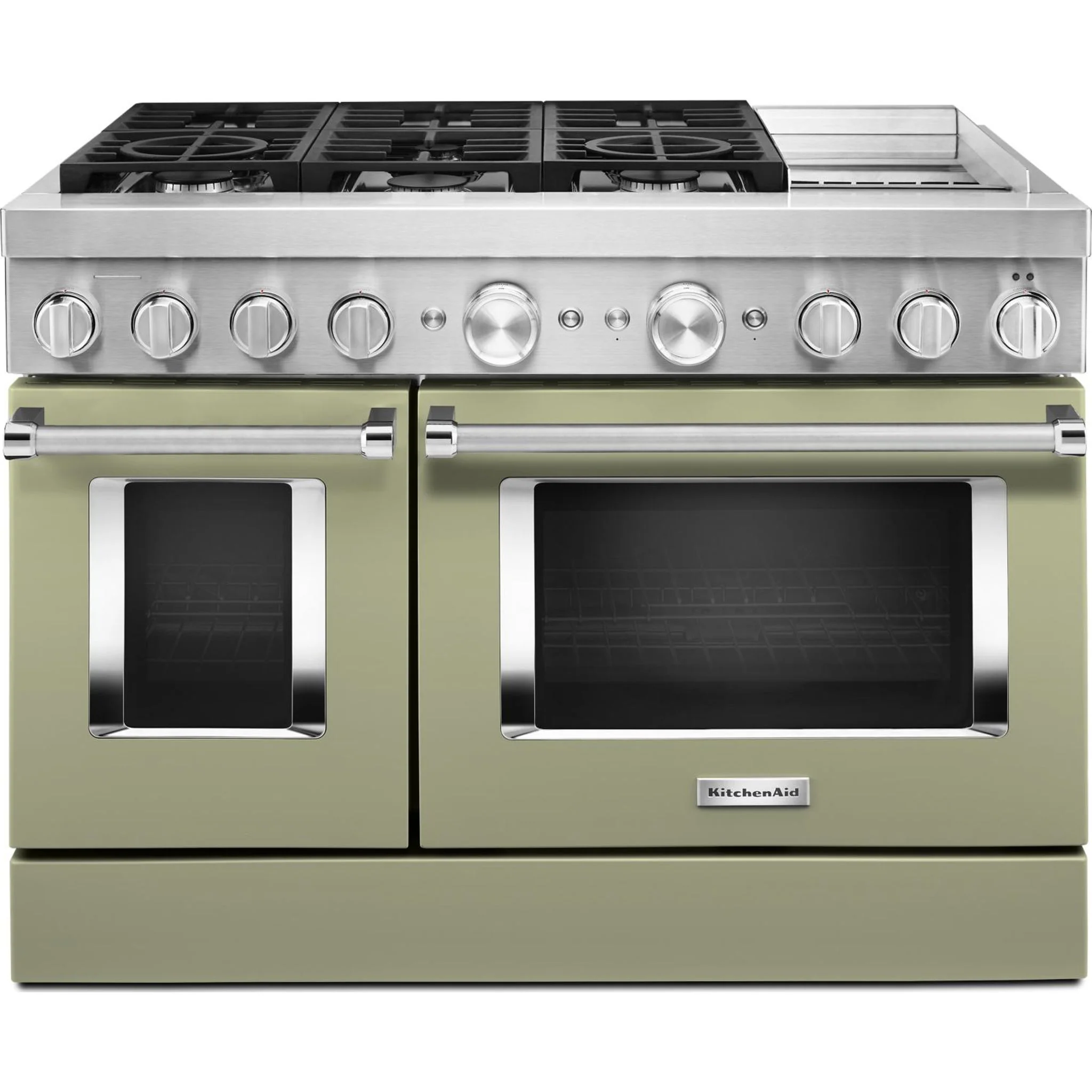 KitchenAid 48'' Smart Commercial-Style Dual Fuel Range with Griddle - Avocado Cream (KFDC558JAV) - Image 6