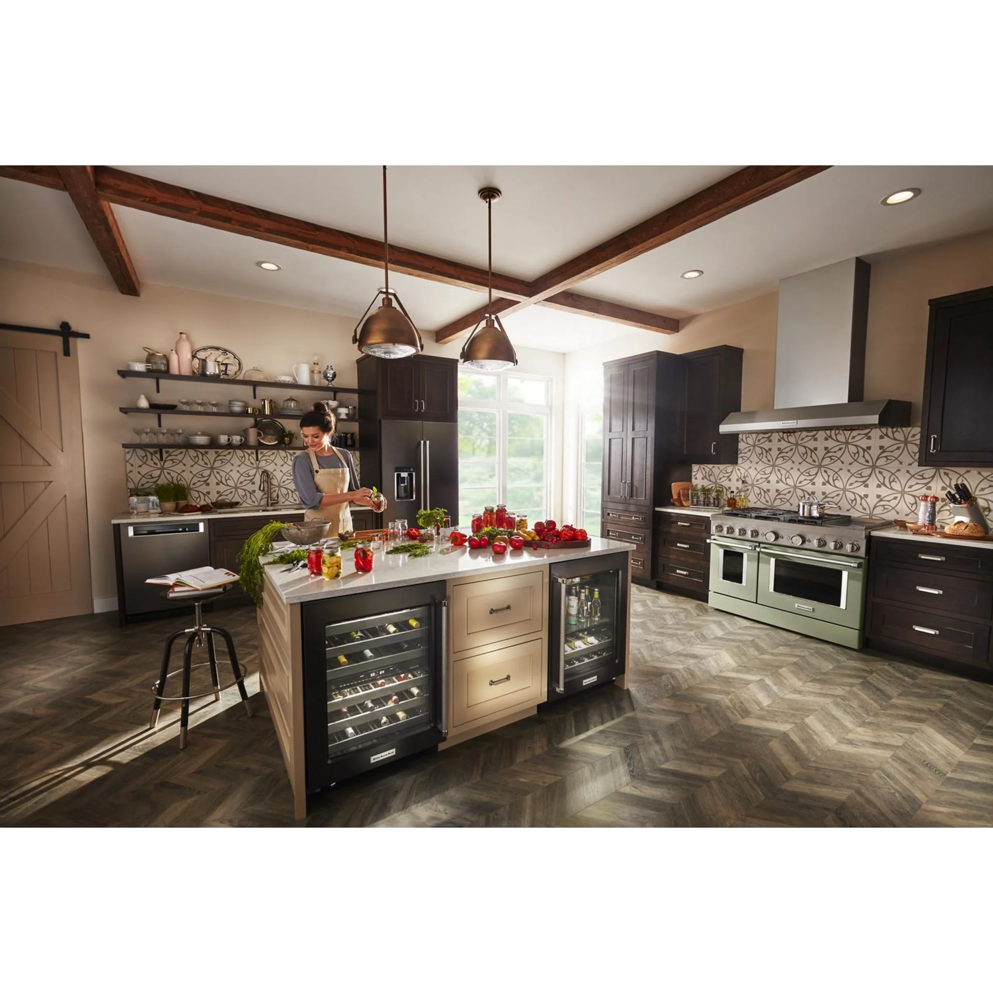 KitchenAid 48'' Smart Commercial-Style Dual Fuel Range with Griddle - Avocado Cream (KFDC558JAV) - Image 64