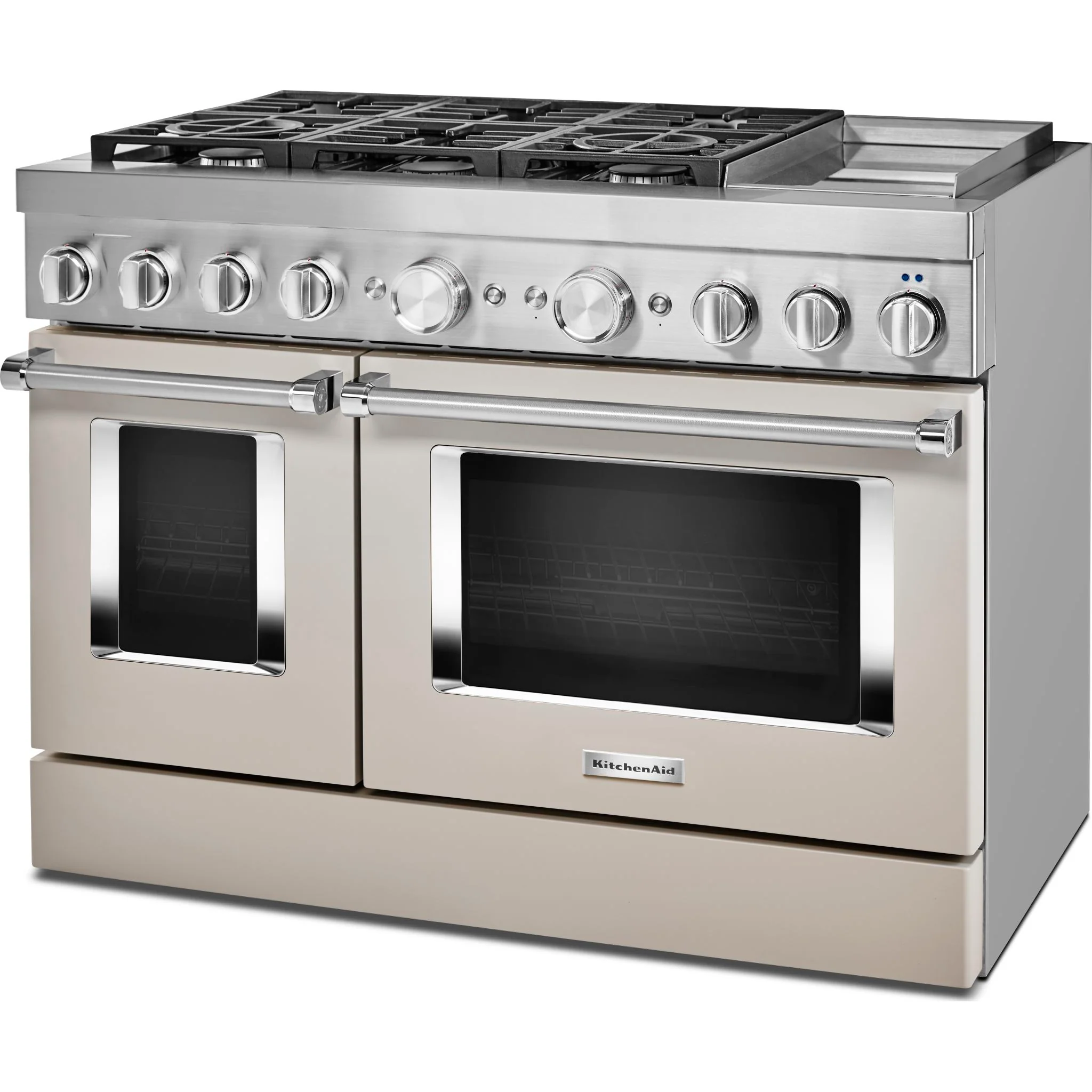 KitchenAid  48'' Smart Commercial-Style Dual Fuel Range with Griddle - Milkshake (KFDC558JMH) - Image 2
