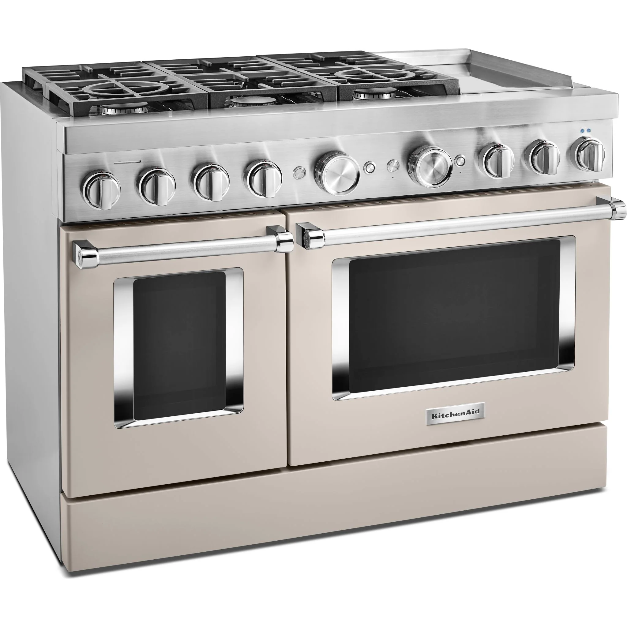 KitchenAid  48'' Smart Commercial-Style Dual Fuel Range with Griddle - Milkshake (KFDC558JMH) - Image 3