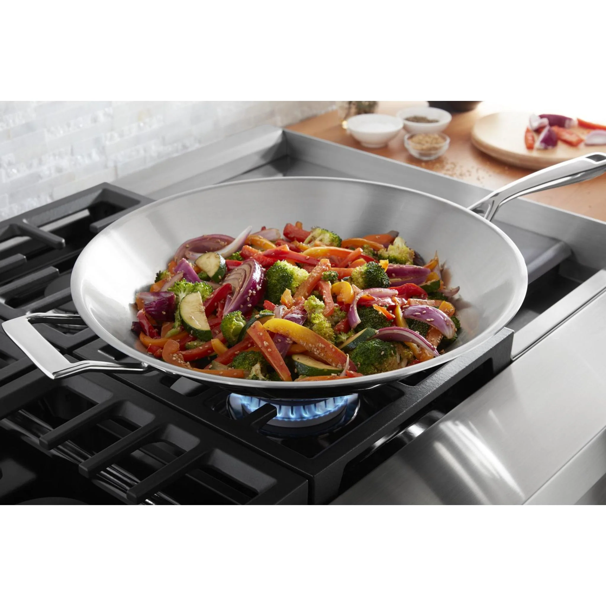 KitchenAid  48'' Smart Commercial-Style Dual Fuel Range with Griddle - Milkshake (KFDC558JMH) - Image 49