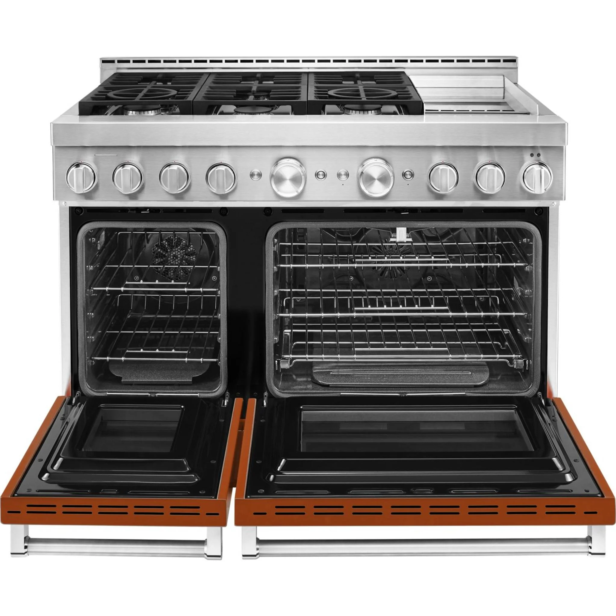 KitchenAid 48'' Smart Commercial-Style Gas Range with Griddle - Scorched Orange (KFGC558JSC) - Image 41