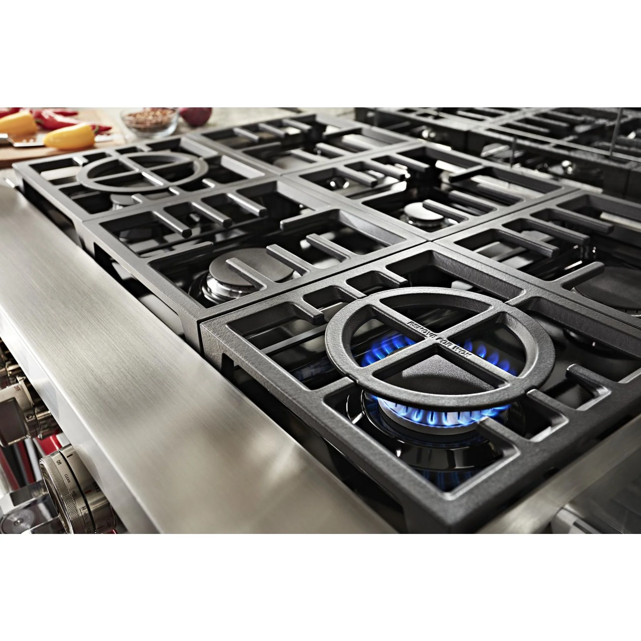 KitchenAid 48'' Smart Commercial-Style Dual Fuel Range with Griddle - Passion Red (KFDC558JPA) - Image 21