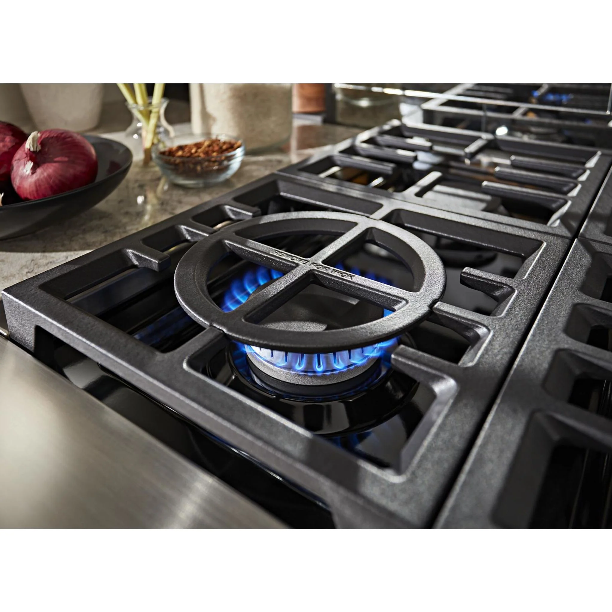 KitchenAid 48'' Smart Commercial-Style Dual Fuel Range with Griddle - Passion Red (KFDC558JPA) - Image 9