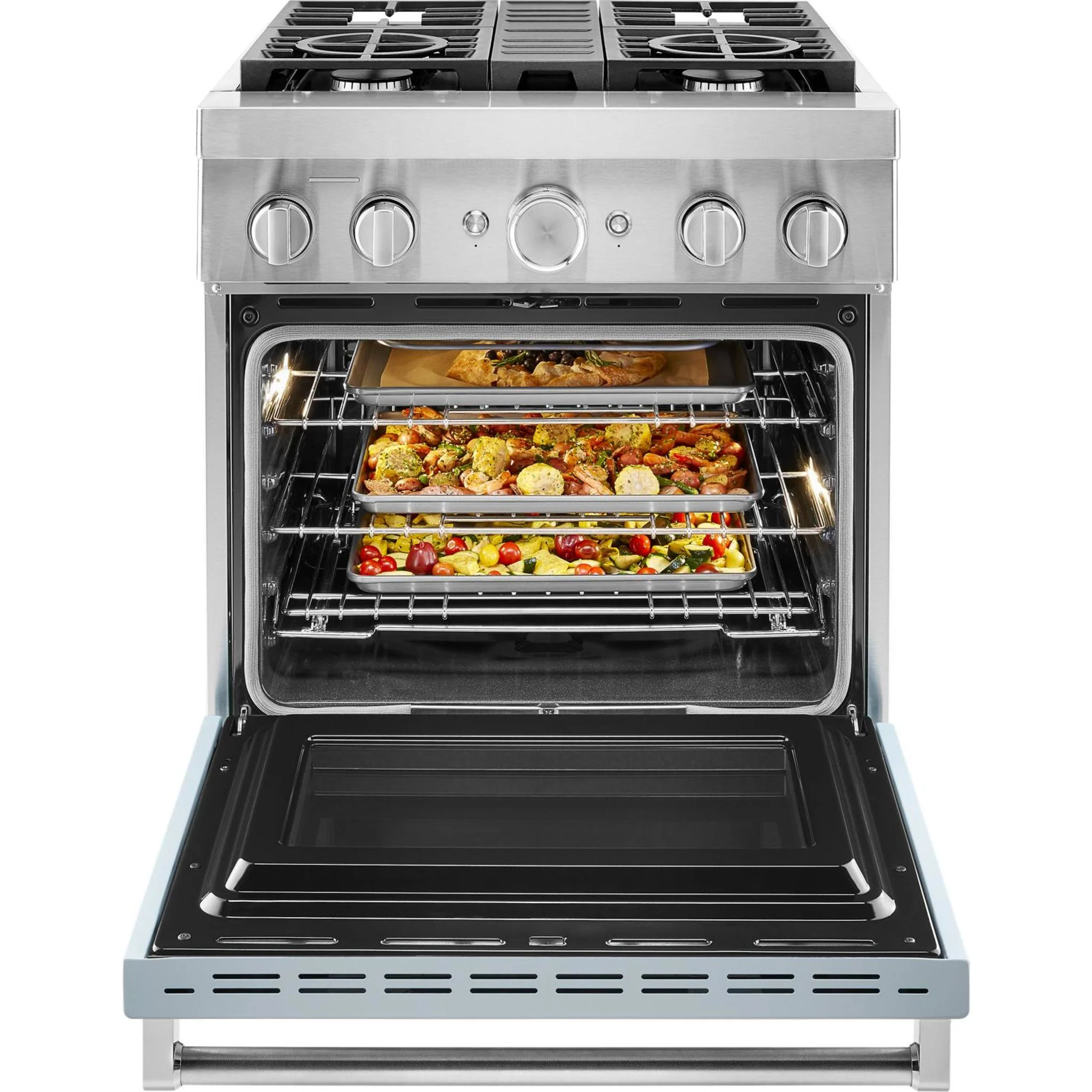 KitchenAid 30'' Smart Commercial-Style Dual Fuel Range with 4 Burners - Misty Blue (KFDC500JMB) - Image 39