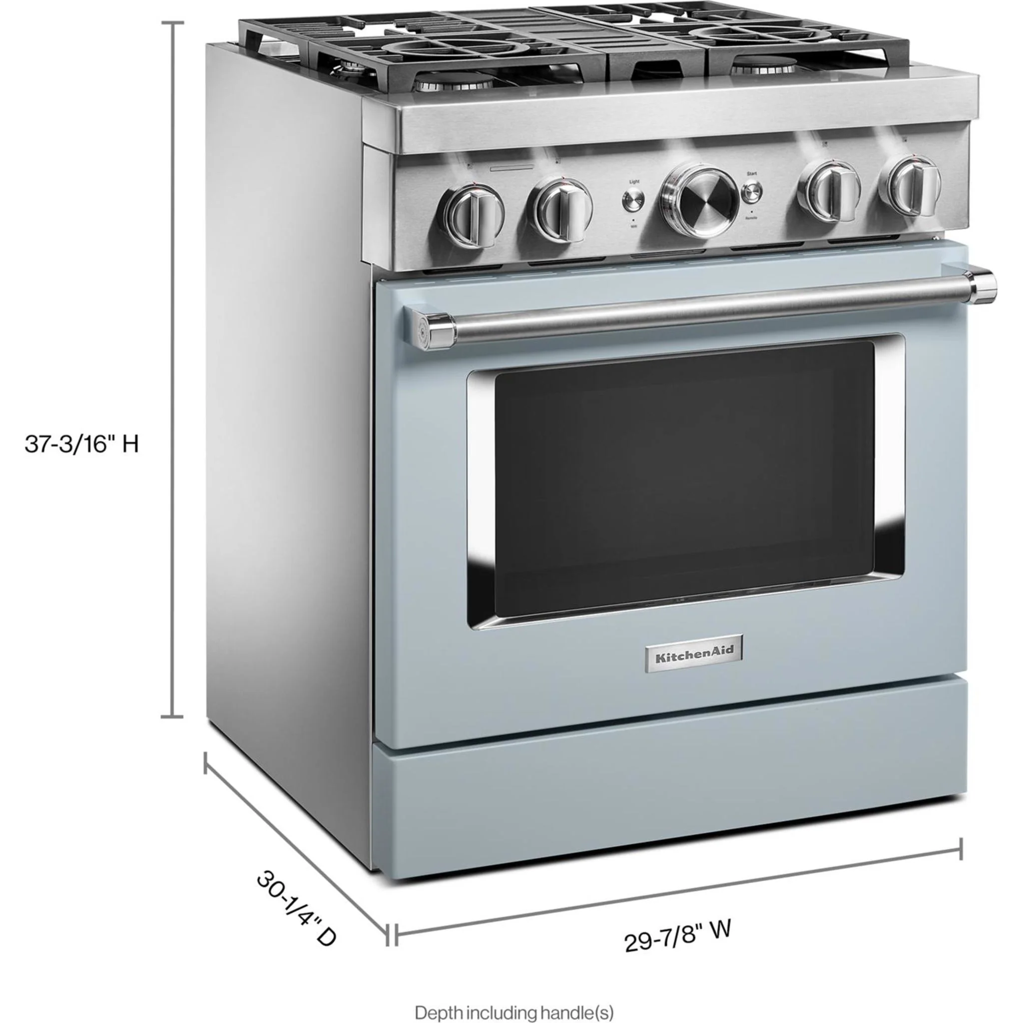 KitchenAid 30'' Smart Commercial-Style Dual Fuel Range with 4 Burners - Misty Blue (KFDC500JMB) - Image 56