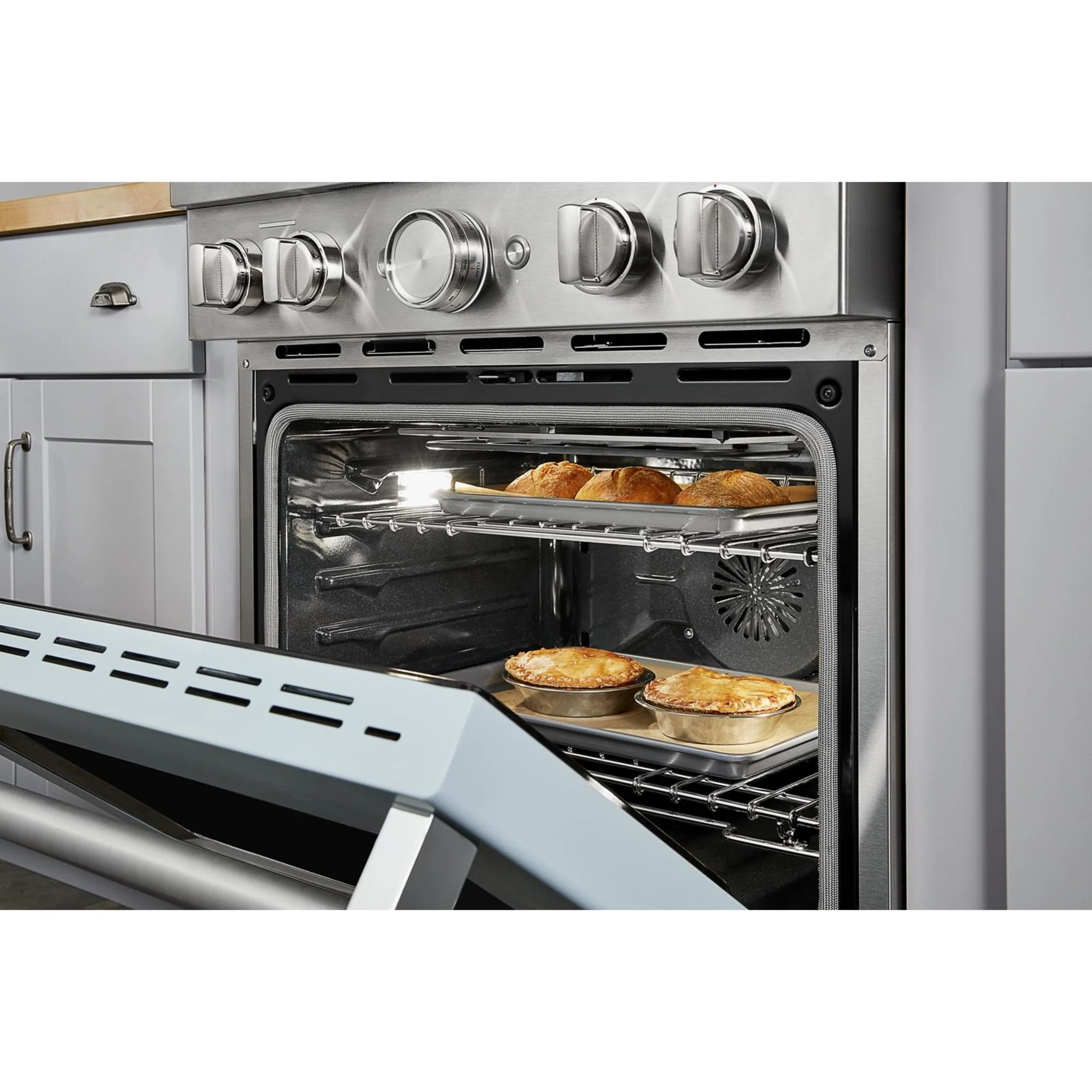 KitchenAid 30'' Smart Commercial-Style Dual Fuel Range with 4 Burners - Misty Blue (KFDC500JMB) - Image 6