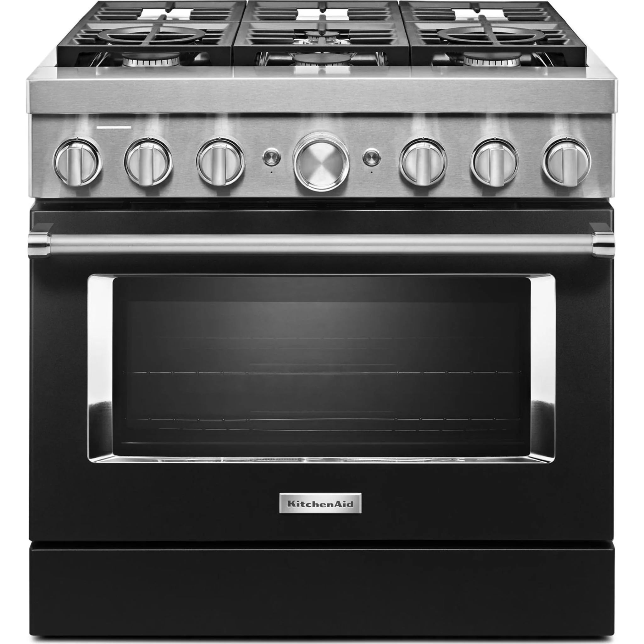 KitchenAid  36'' Smart Commercial-Style Dual Fuel Range with 6 Burners - Imperial Black (KFDC506JBK) - Image 2