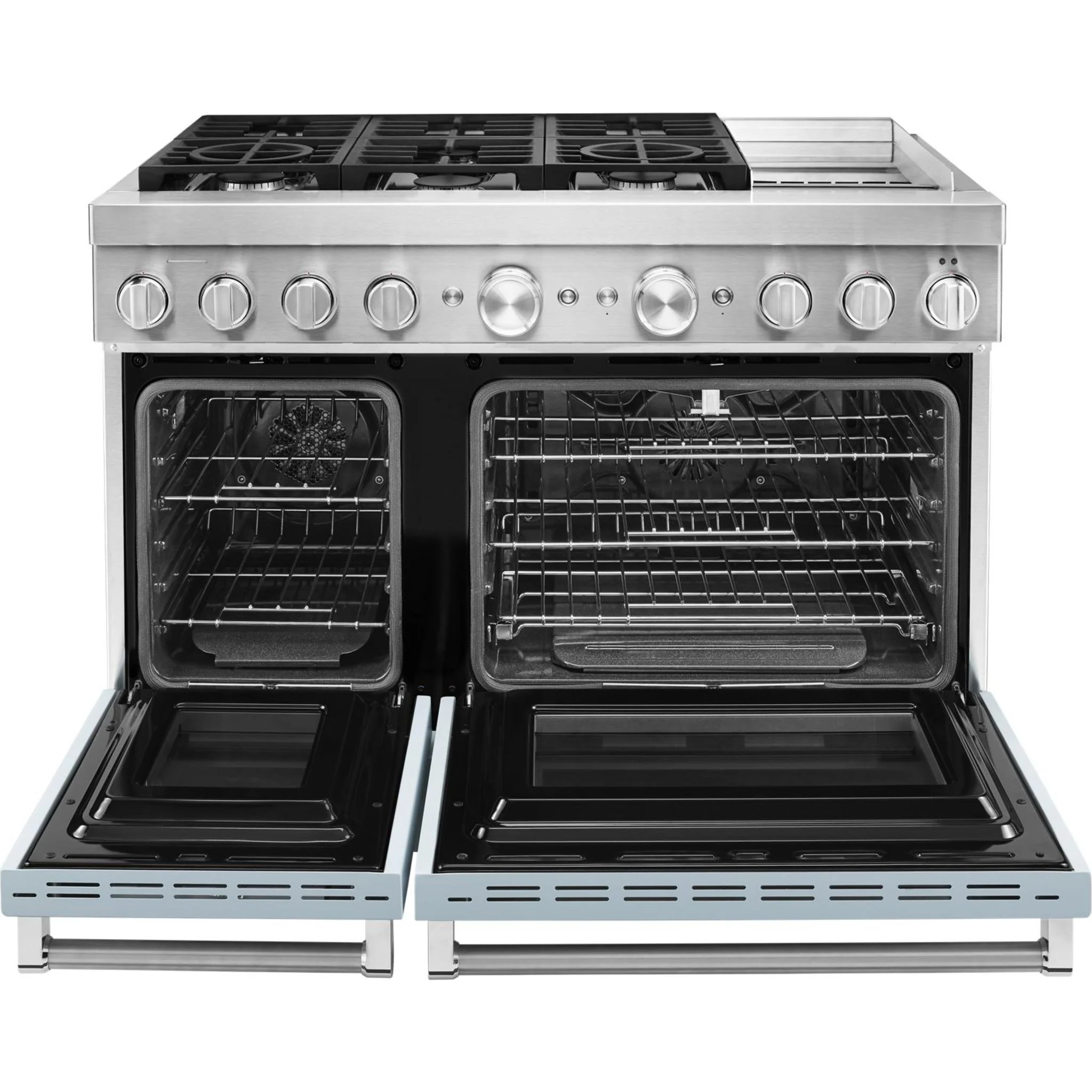 KitchenAid 48'' Smart Commercial-Style Dual Fuel Range with Griddle - Misty Blue (KFDC558JMB) - Image 30