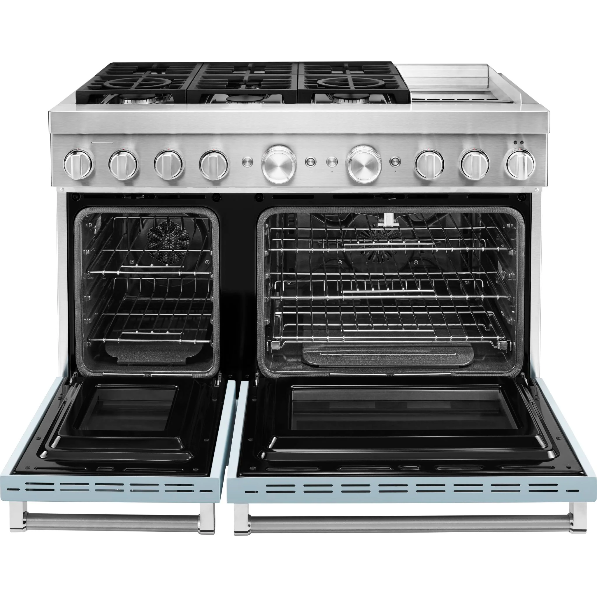 KitchenAid 48'' Smart Commercial-Style Dual Fuel Range with Griddle - Misty Blue (KFDC558JMB) - Image 4