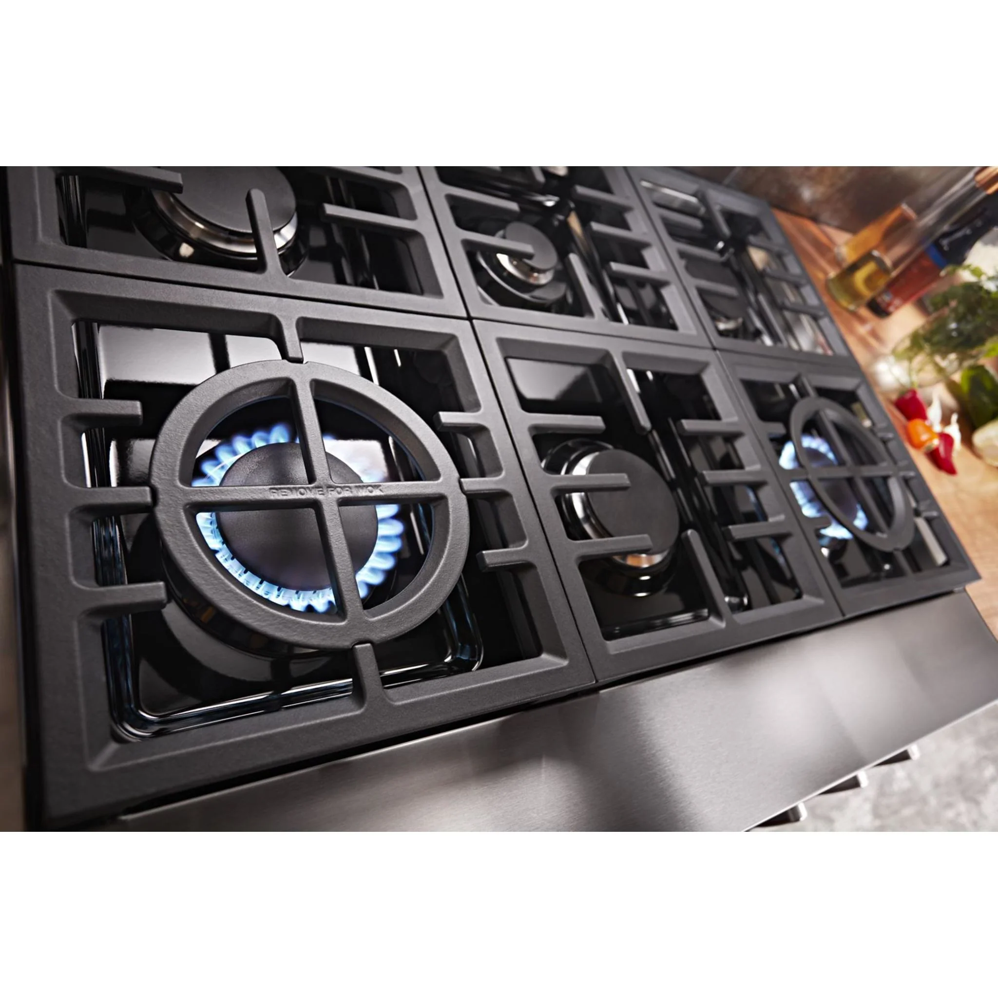 KitchenAid 36'' Smart Commercial-Style Dual Fuel Range with 6 Burners - Misty Blue (KFDC506JMB) - Image 44